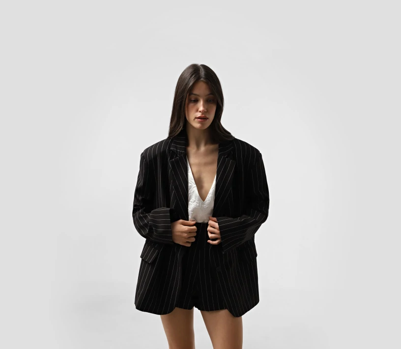 Жакет у смужку Oversized чорний купити