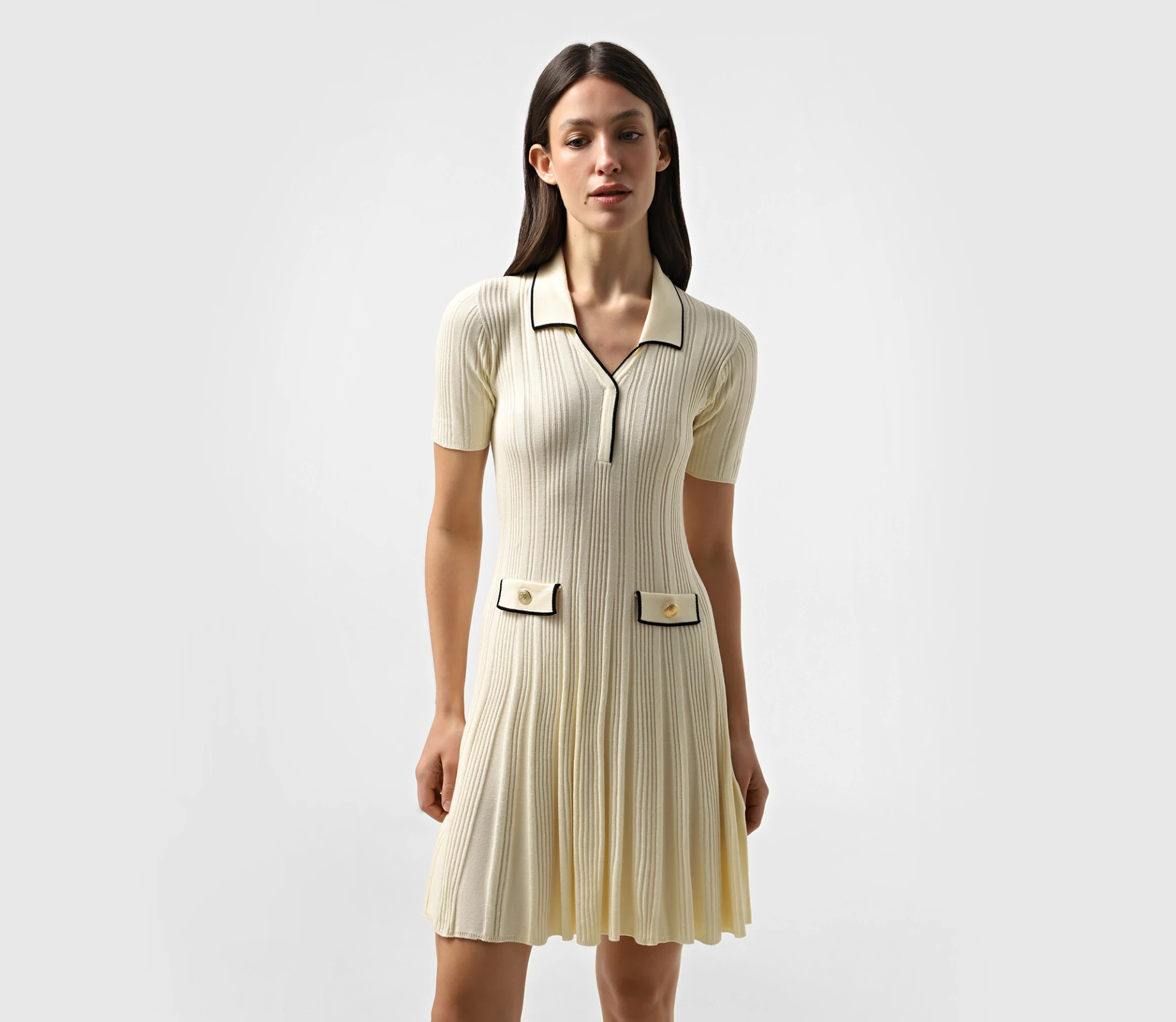 Сукня в'язана міні з ґудзиками світло-жовтий в Україні