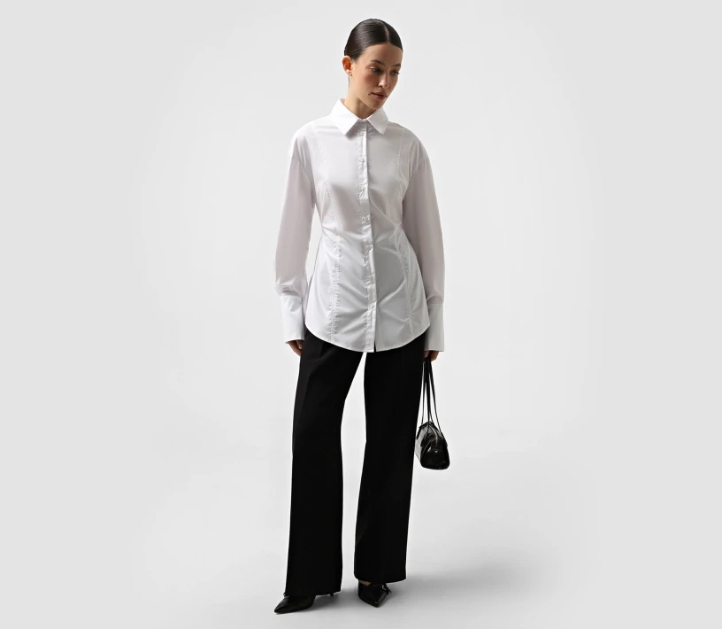 Сорочка приталена з відстрочками білий - фото №2 Сорочка приталена з відстрочками білий в Україні