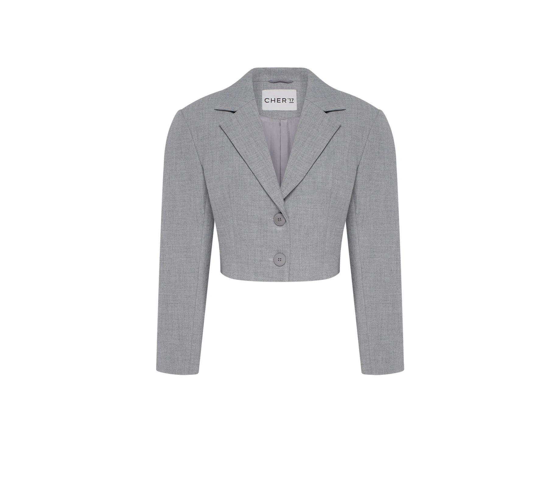 Жакет вкорочений з акцентними рукавами сірий недорого