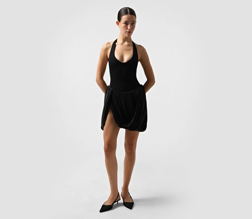 Сукня міні з об'ємним низом чорний cher17