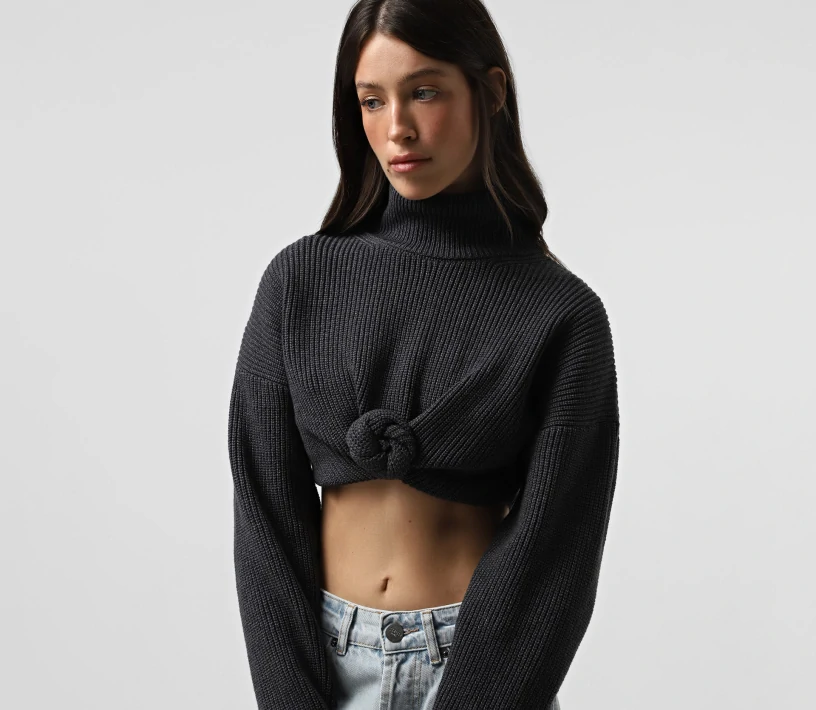 Джемпер з ефектом зав'язки графіт знижки