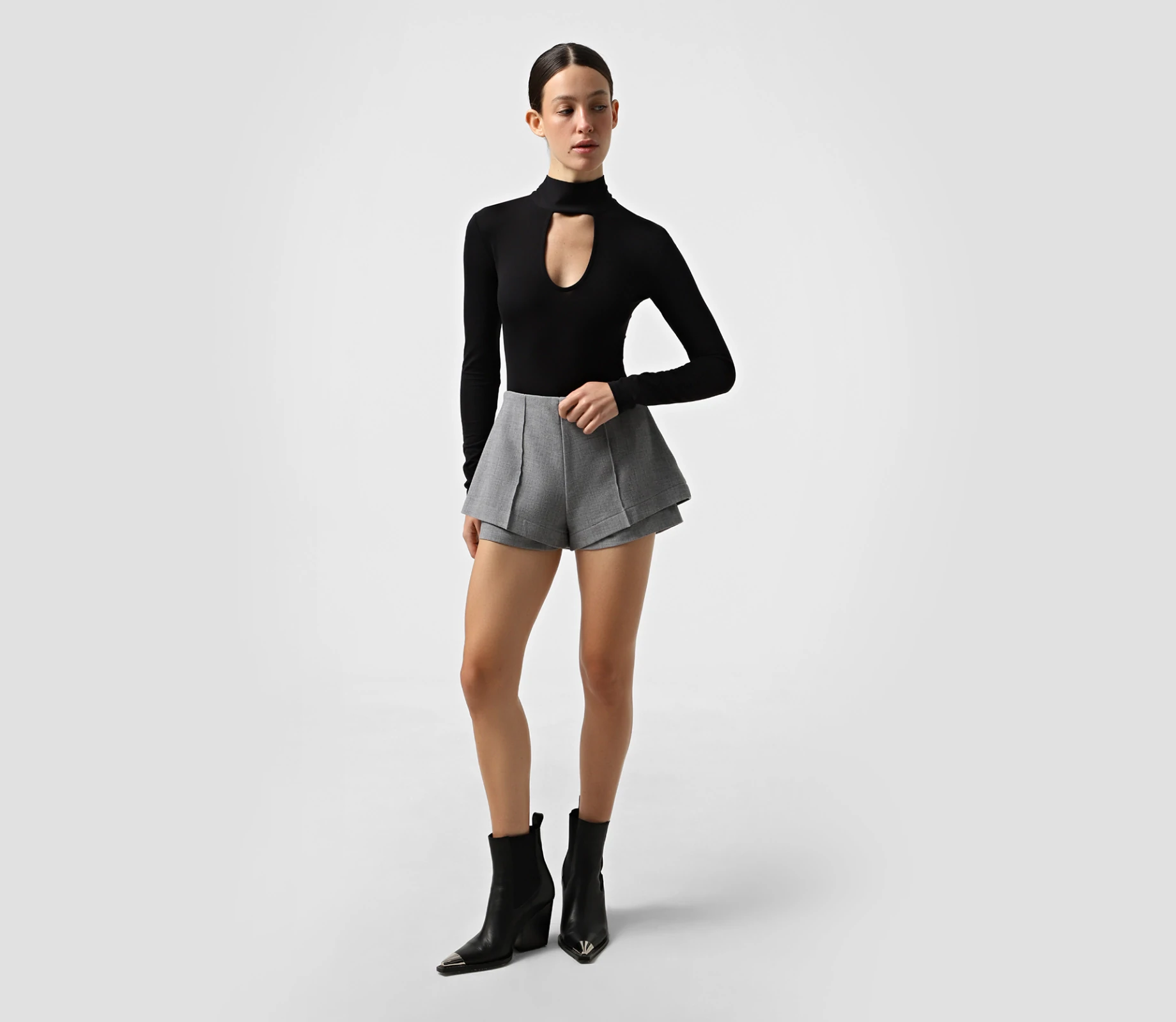 Шорти міні подвійні сірий ціна