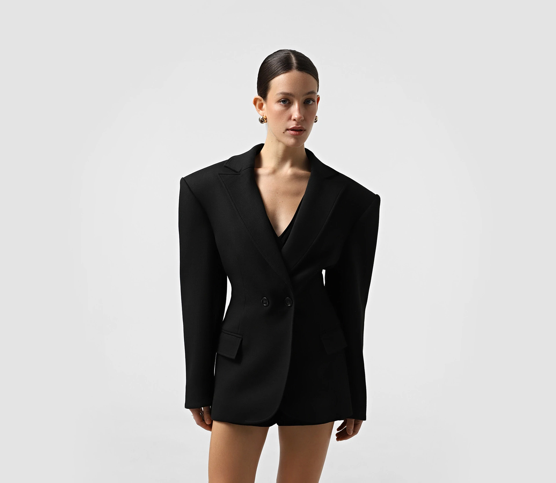 Жакет приталений із фіксатором позаду чорний - фото №4 Жакет приталений із фіксатором позаду чорний в Україні