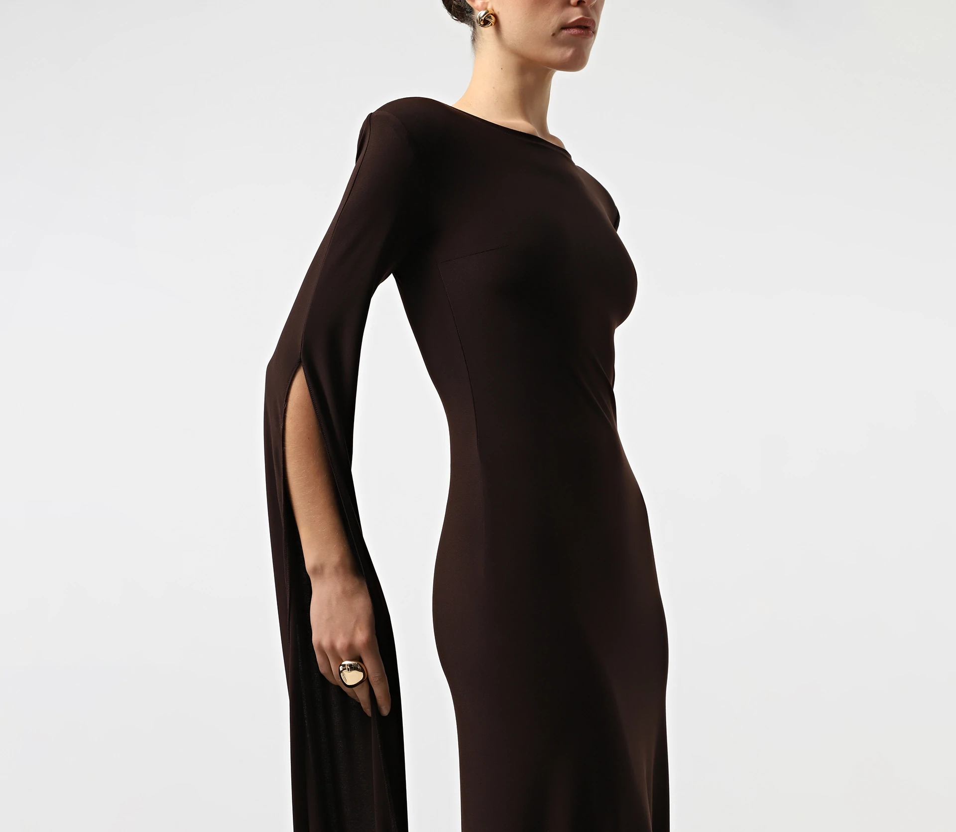 Сукня трикотажна вечірня коричневий - фото №8 Сукня трикотажна вечірня коричневий в Україні