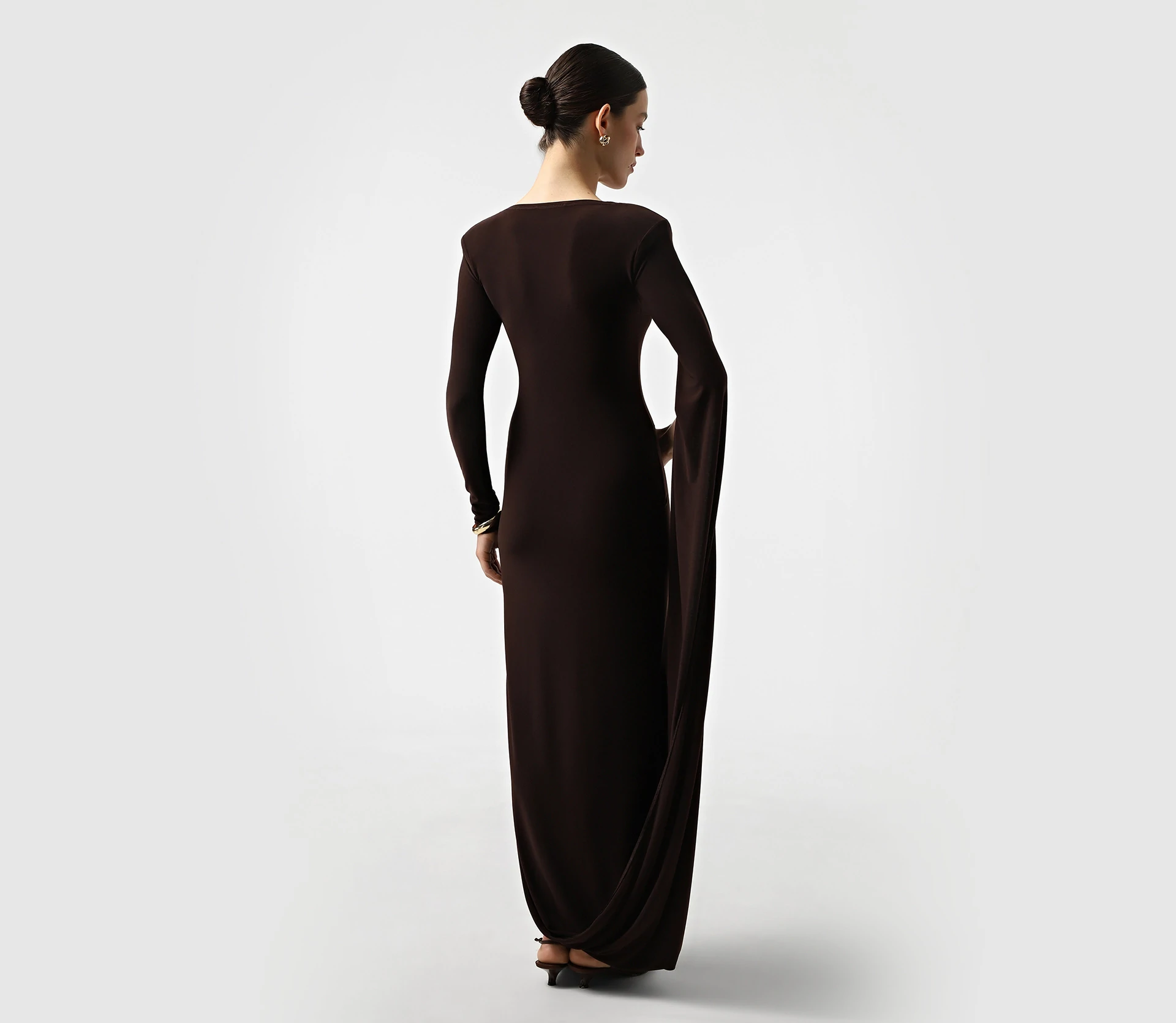 Сукня трикотажна вечірня коричневий - фото №10 Сукня трикотажна вечірня коричневий в Україні