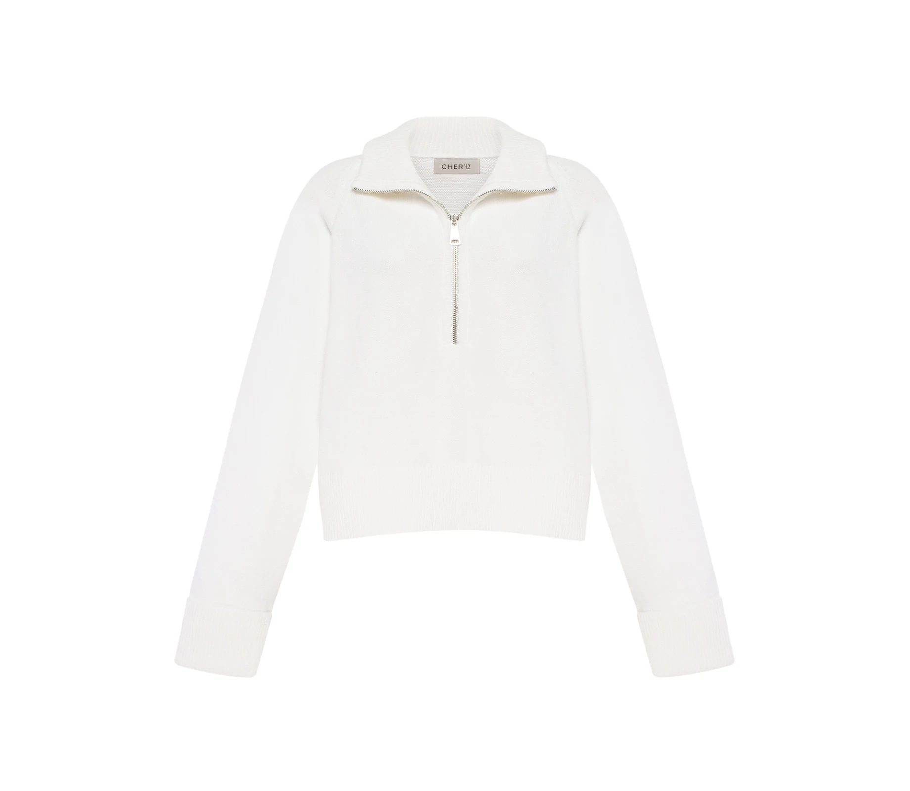 Джемпер вʼязаний комір на блискавці молочний ціна