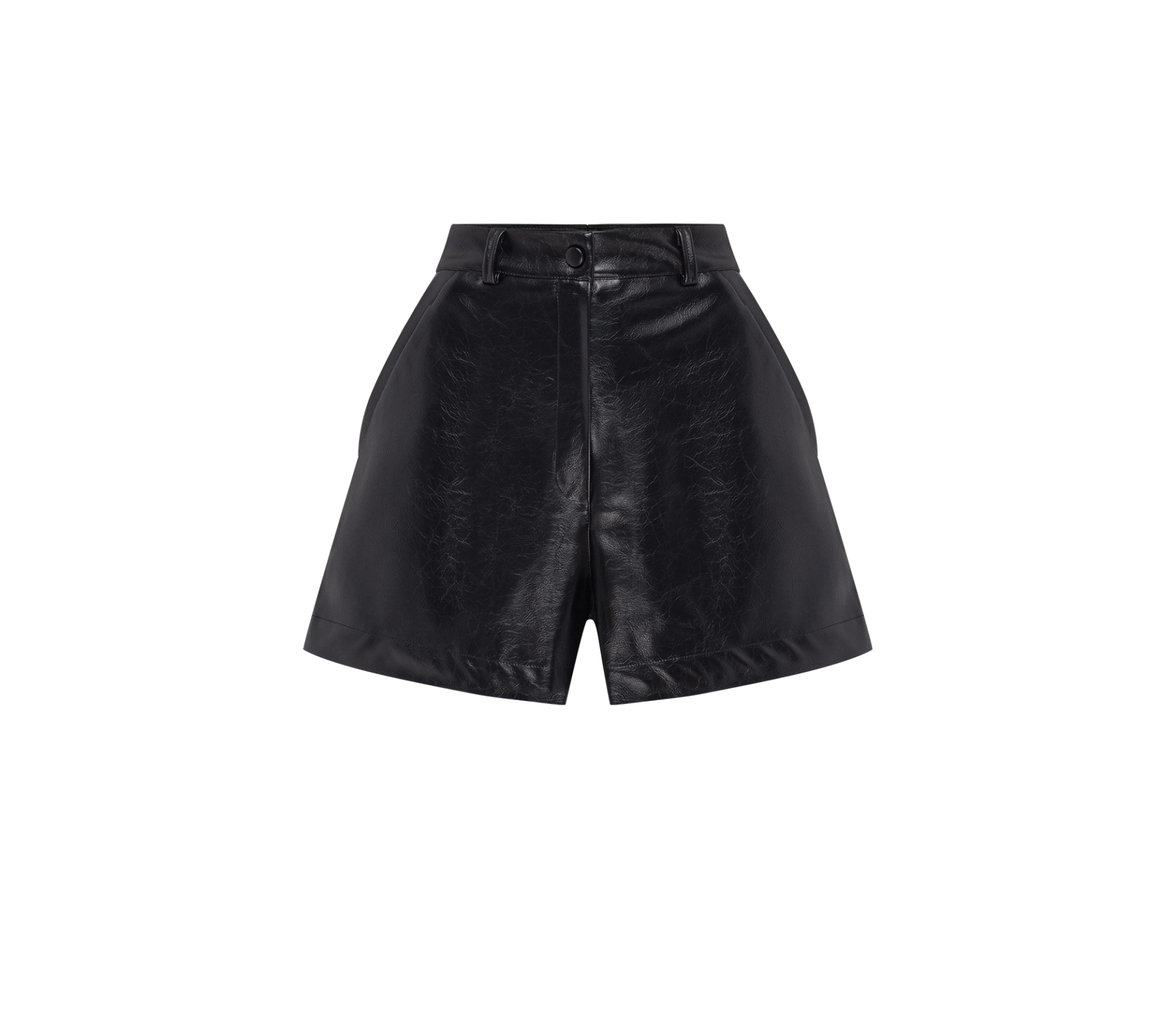 Шорти міні з екошкіри чорний фото