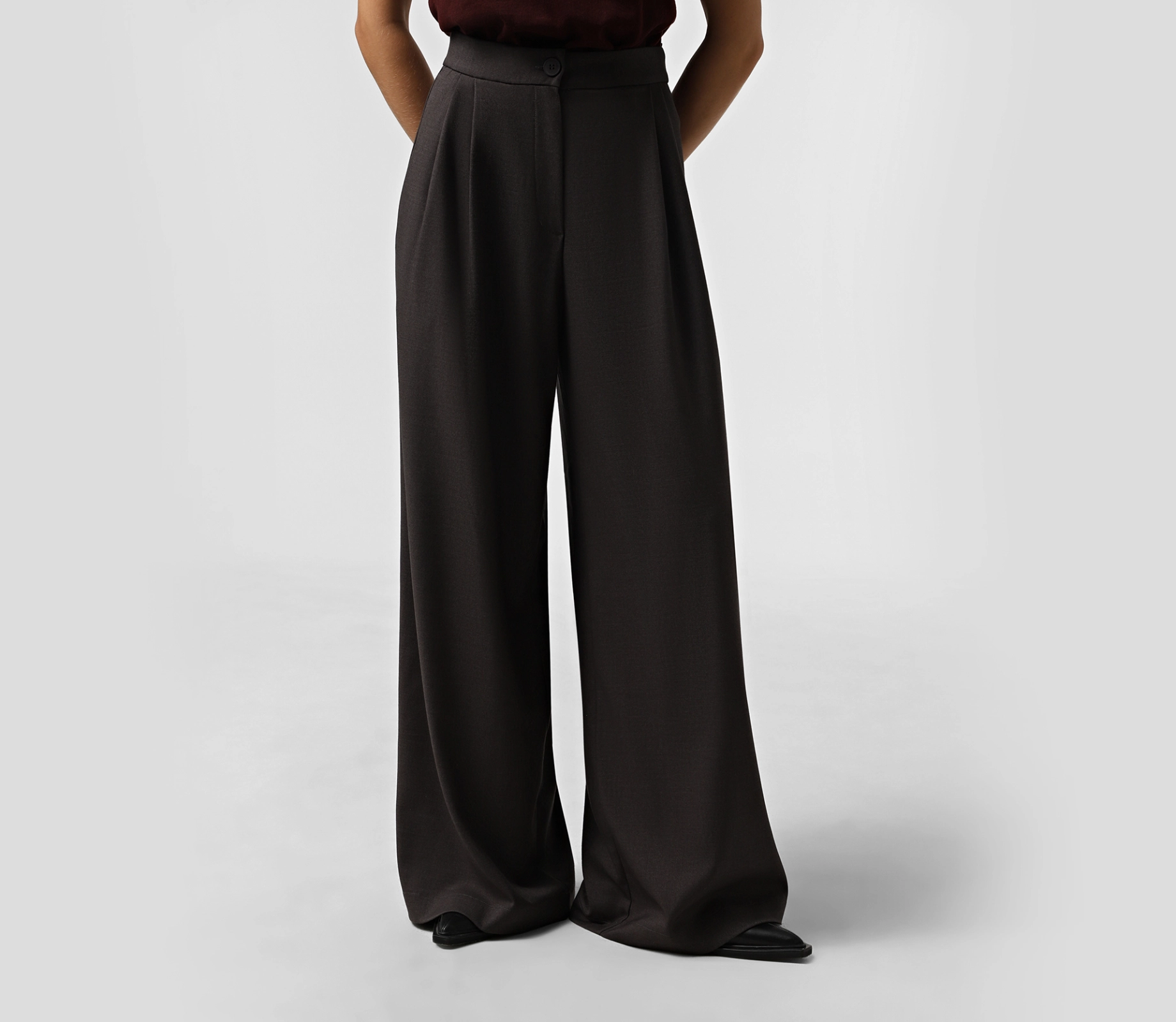 Штани палаццо широкі сірий фото