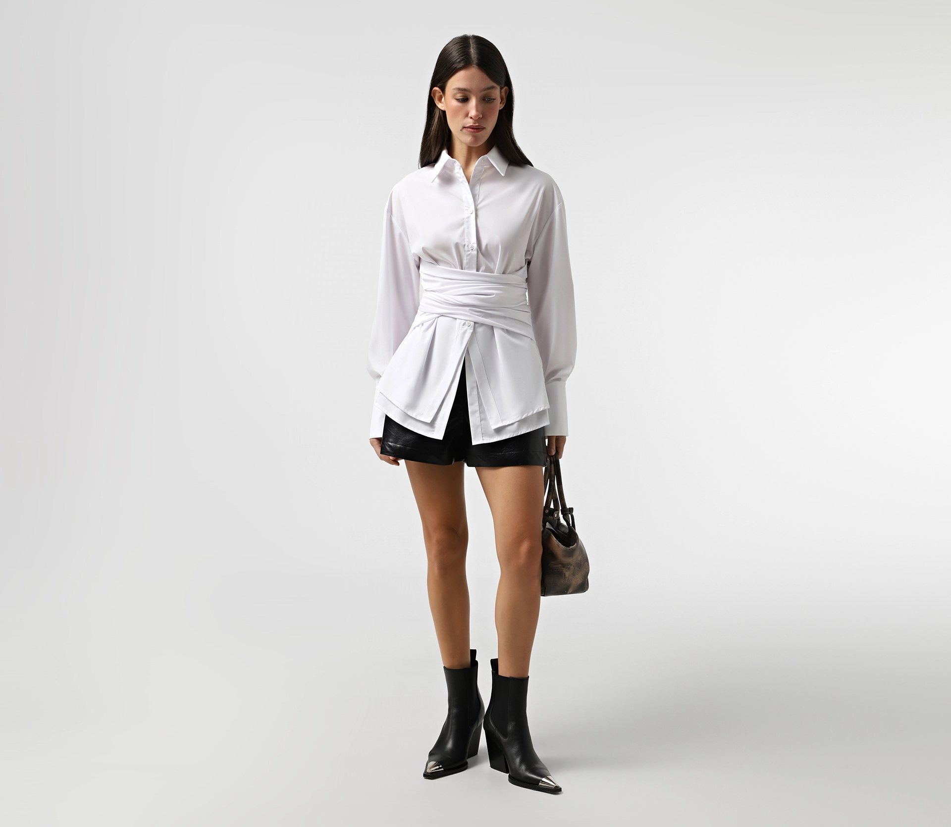 Сорочка з подвійним низом білий - фото №2 Сорочка з подвійним низом білий акції