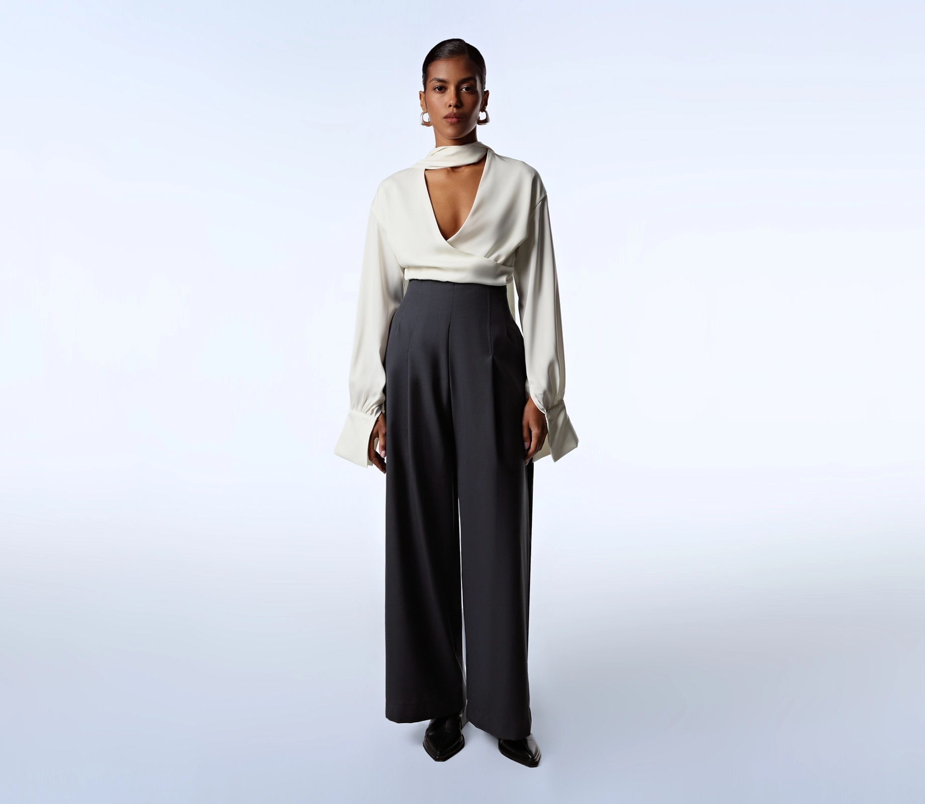 Штани з високою посадкою сірий замовити