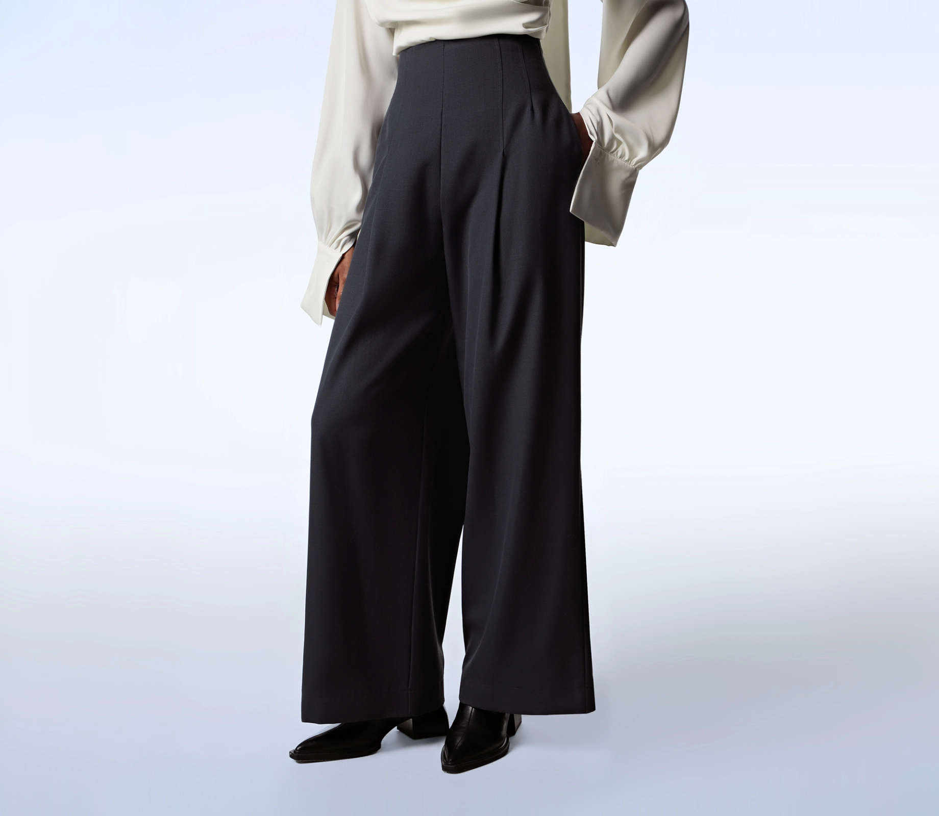 Штани з високою посадкою сірий акції