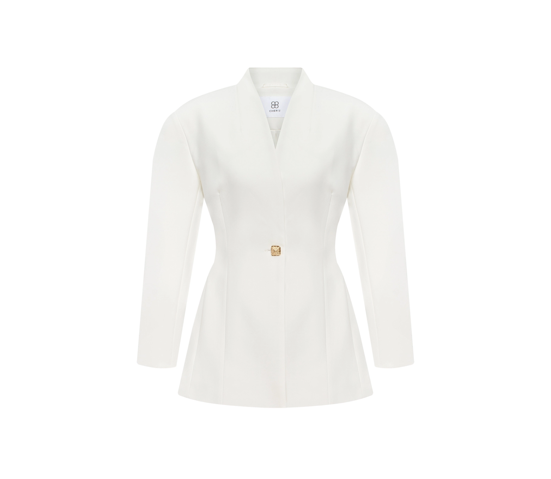 Жакет з золотистим ґудзиком молочний недорого