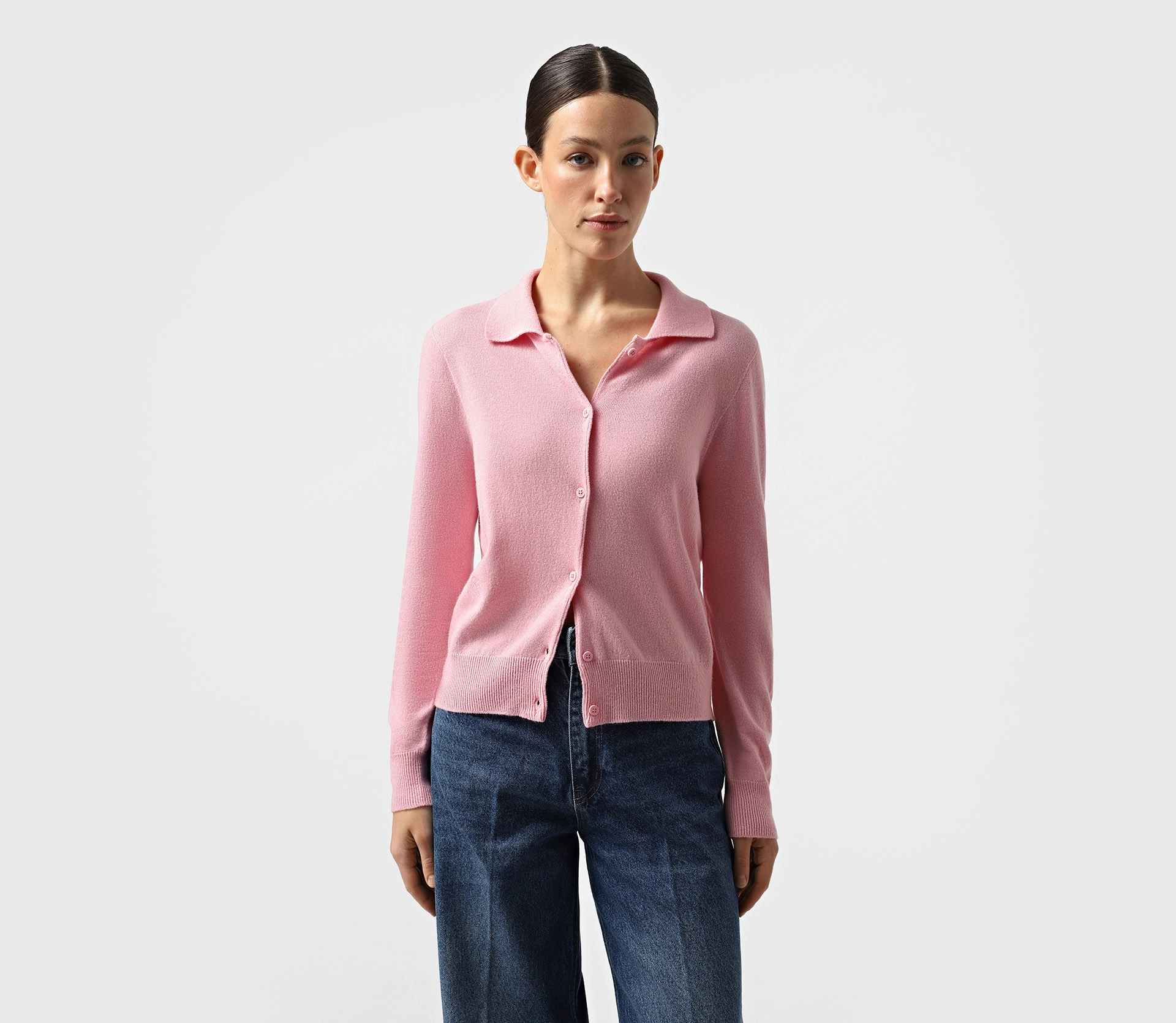 Джемпер вʼязаний на ґудзиках рожевий фото