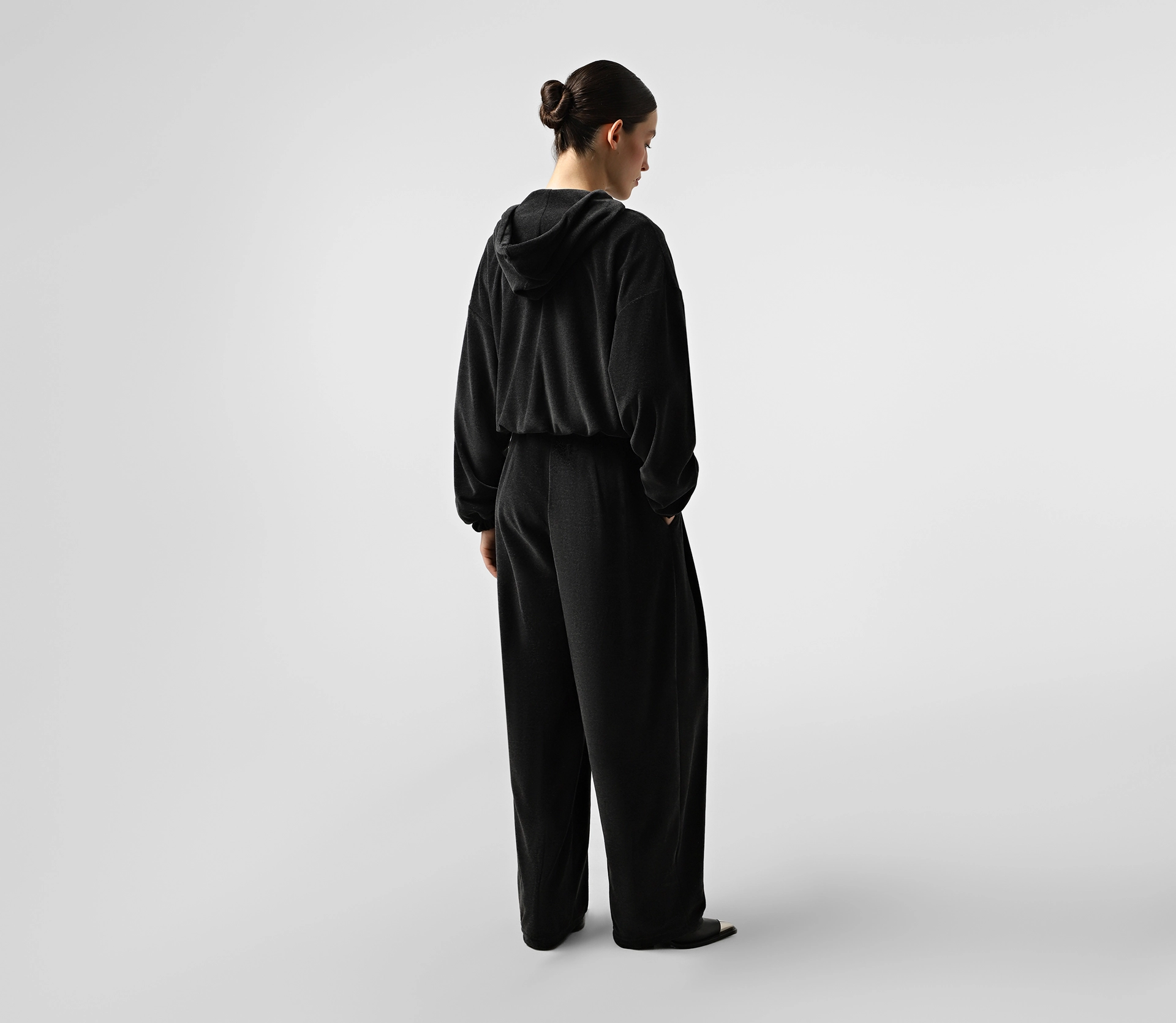 Костюм спортивний кроп худі широкі штани графіт ціна