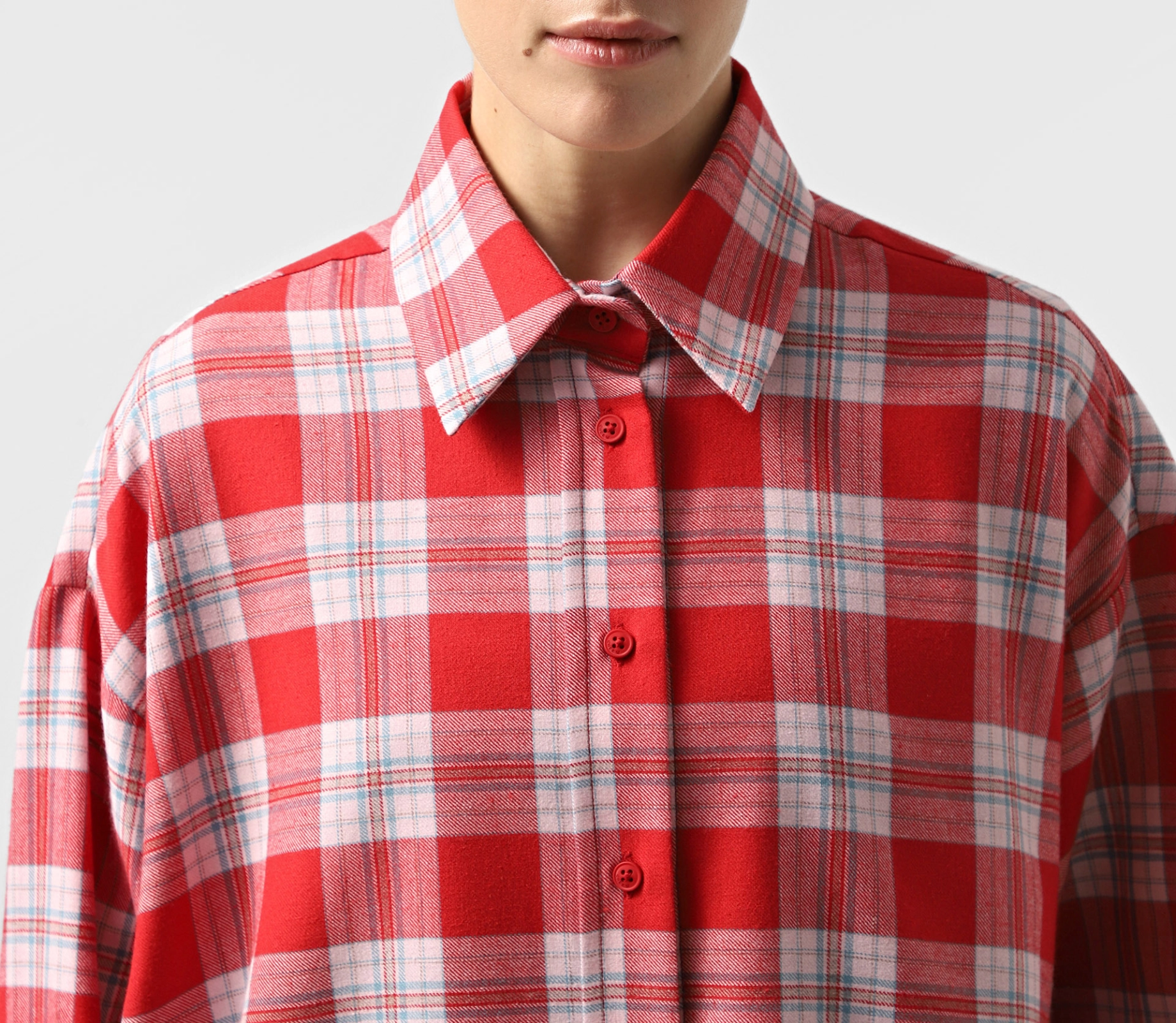 Сорочка в клітинку з подвійним манжетом червоний замовити