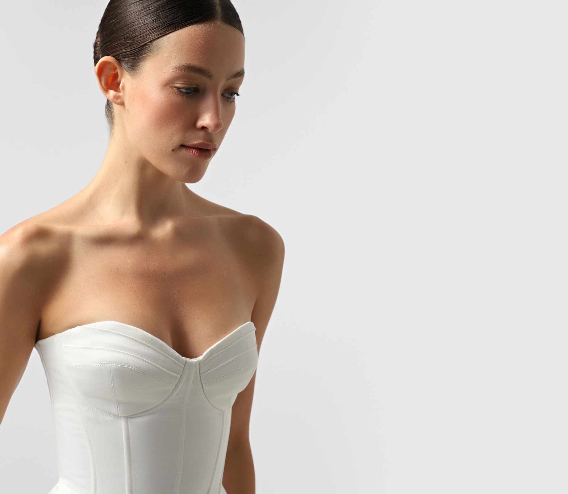 Корсет Satin з імітацією баски молочний cher17