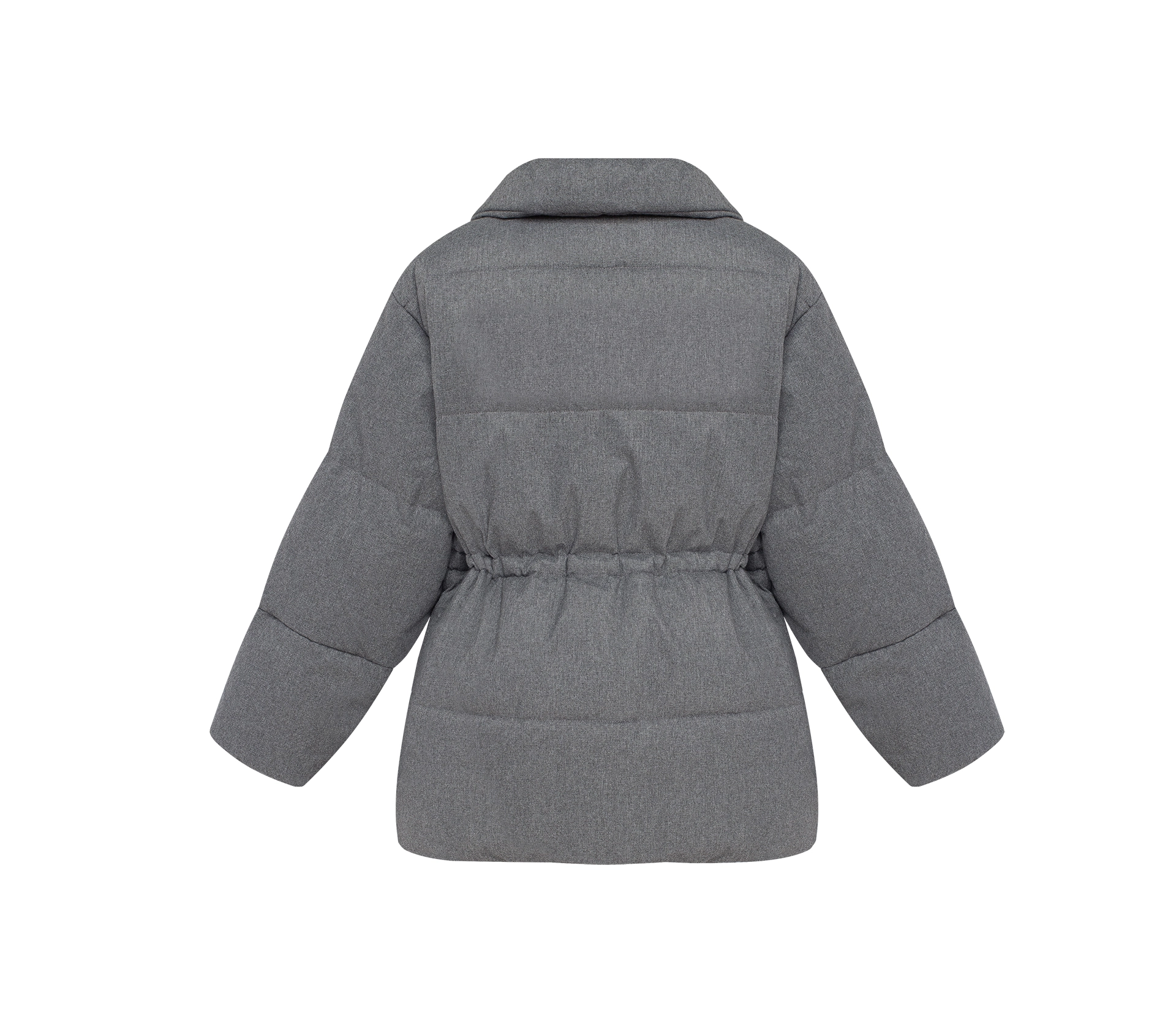 Пуховик середньої довжини з кулісою сірий cher17