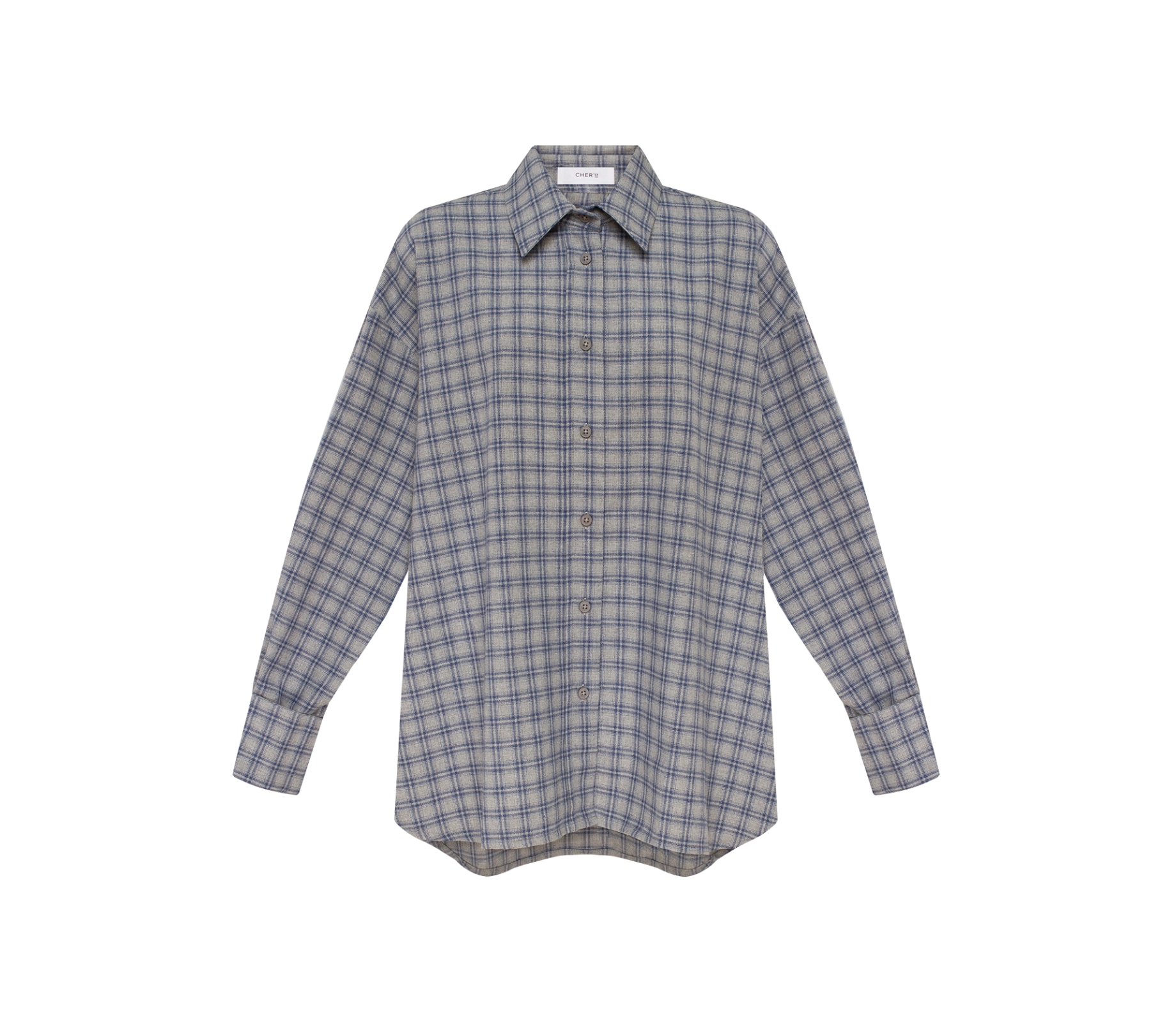 Сорочка в клітинку з подвійним манжетом сірий в інтернет-магазині