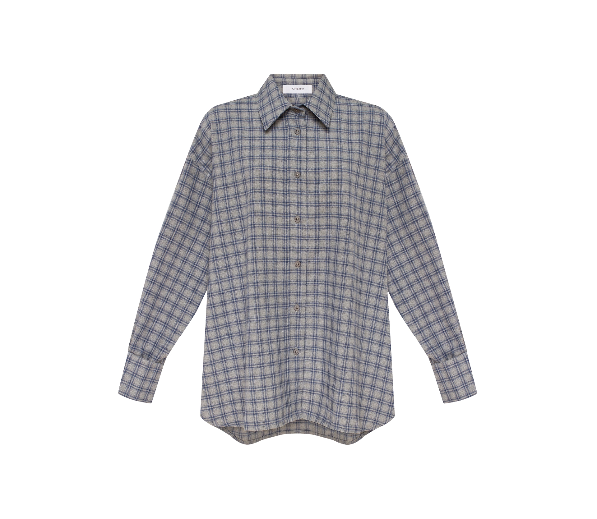 Сорочка в клітинку з подвійним манжетом сірий недорого