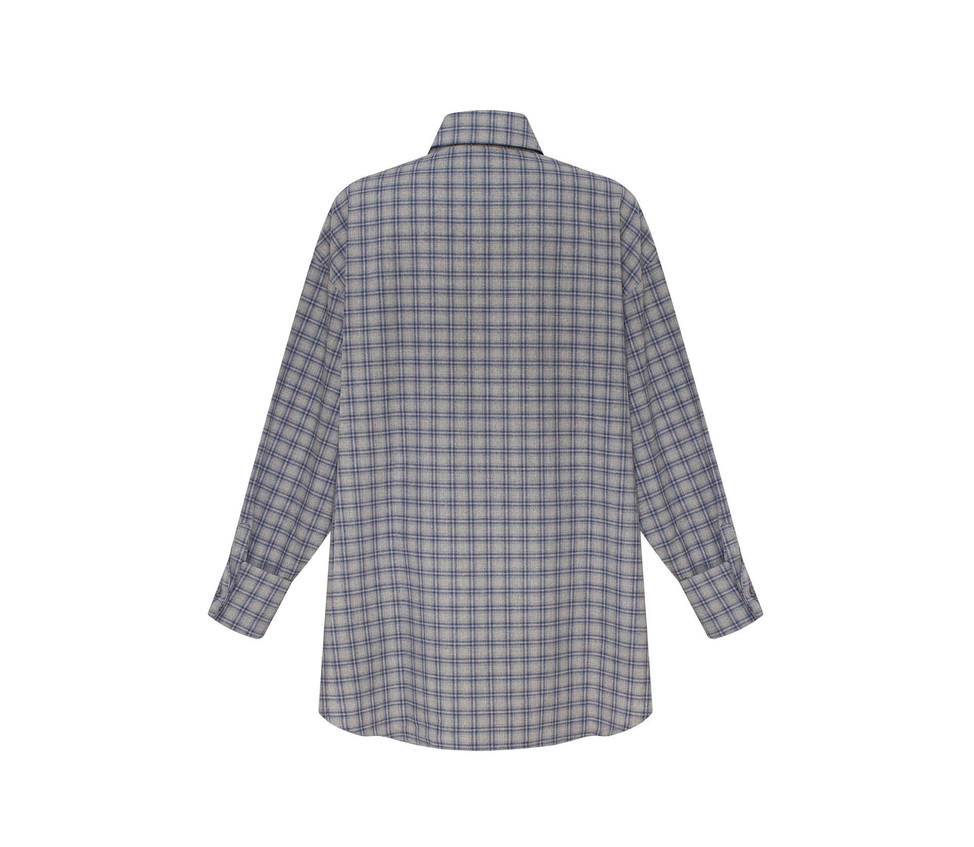 Сорочка в клітинку з подвійним манжетом сірий фото