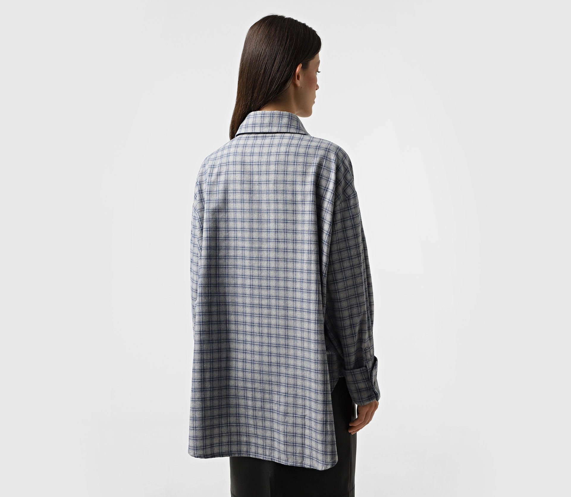 Сорочка в клітинку з подвійним манжетом сірий в Україні