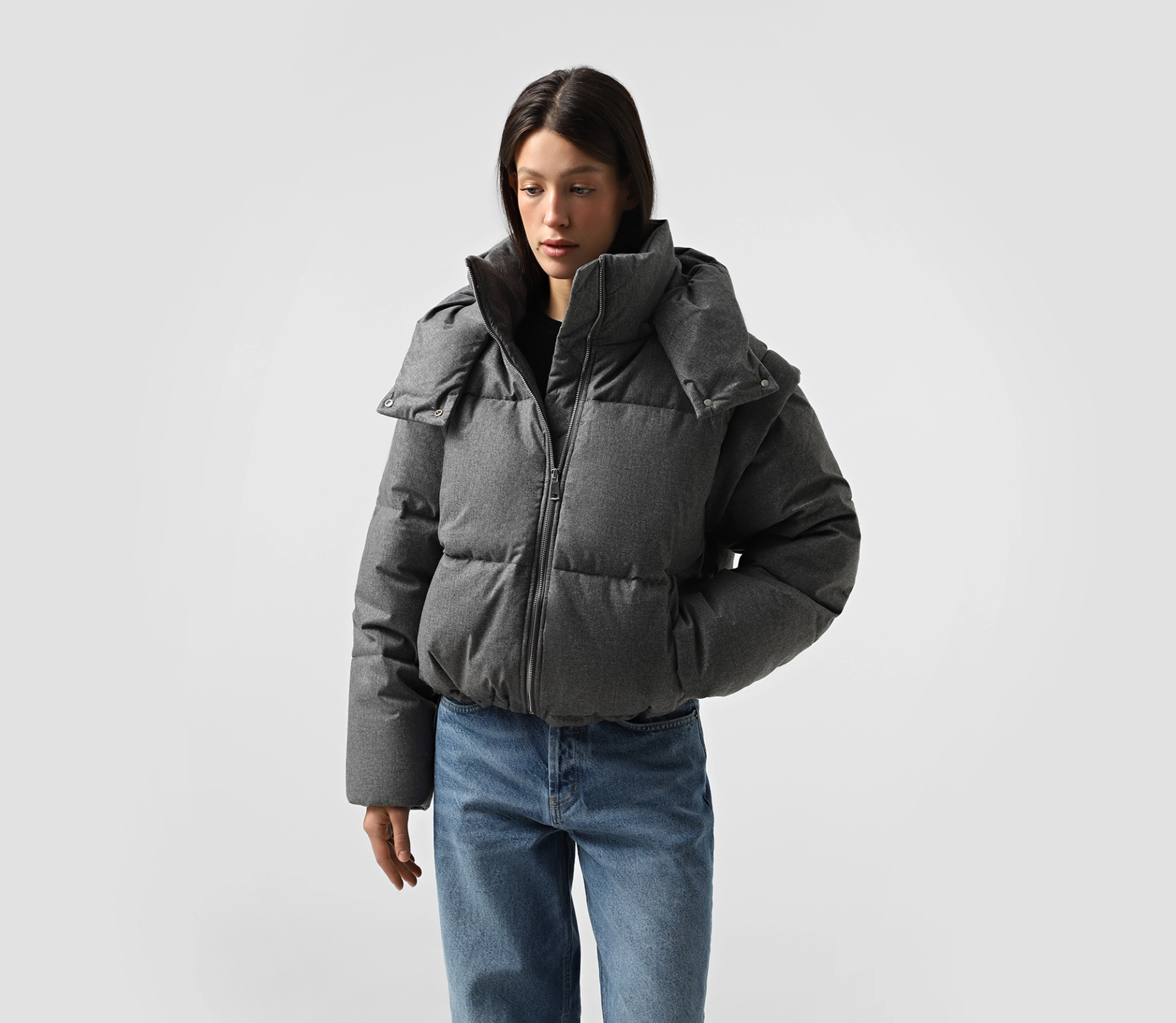 Куртка-трансформер з капюшоном сірий cher17