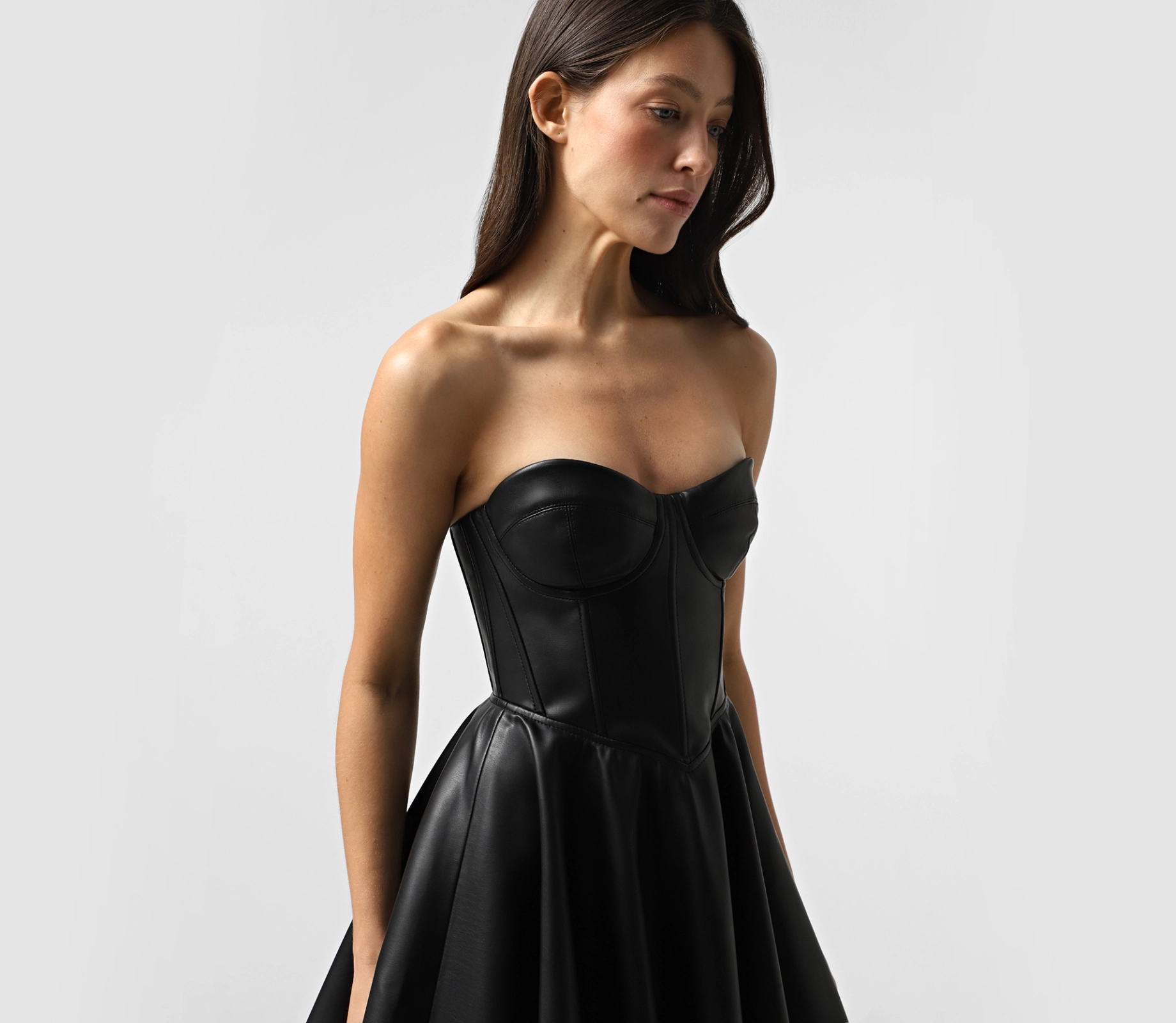 Сукня міні з екошкіри чорний cher17