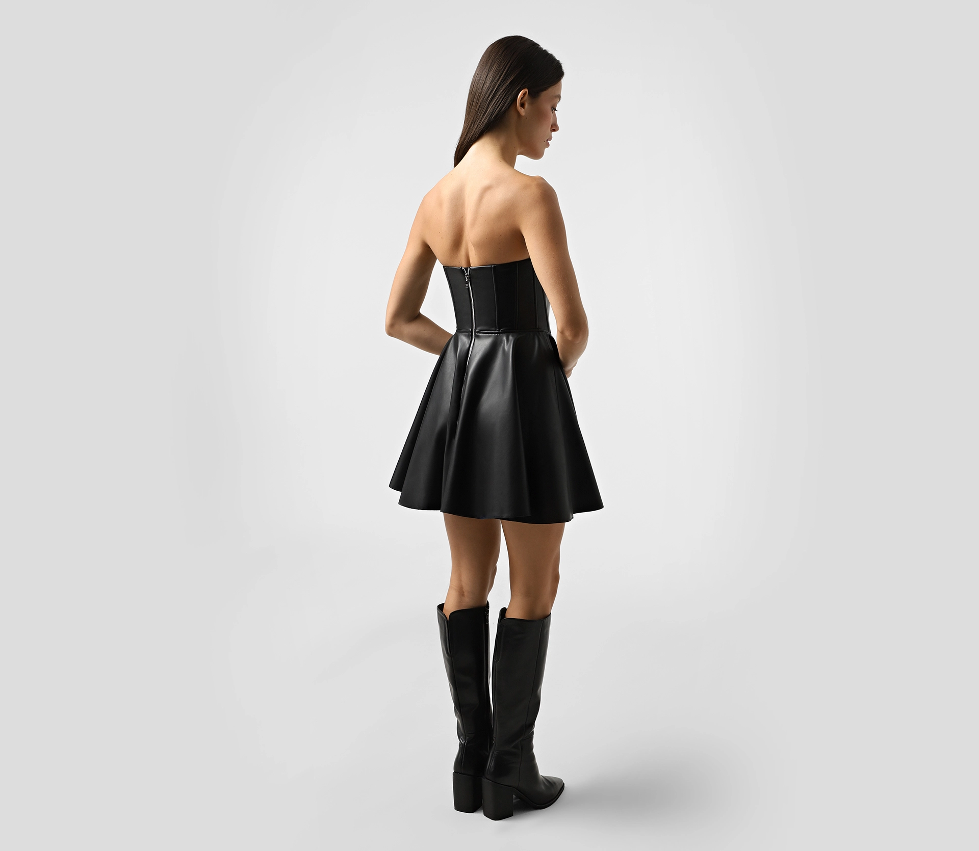 Сукня міні з екошкіри чорний купити