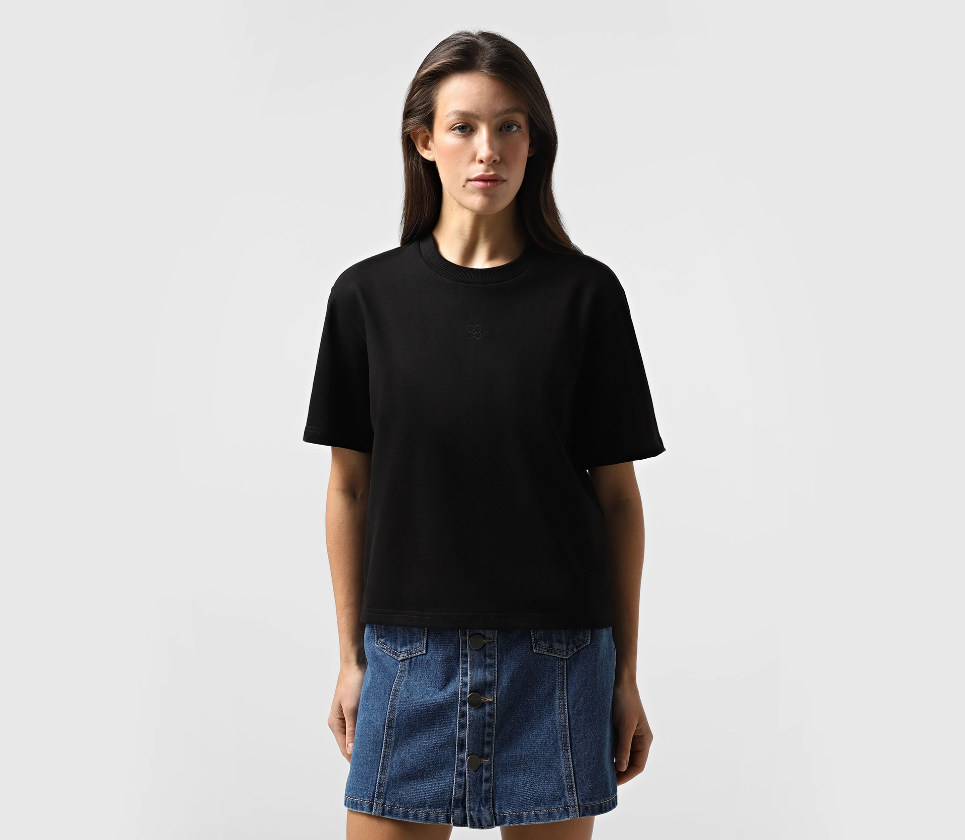 Футболка базова з вишитим лого чорний замовити