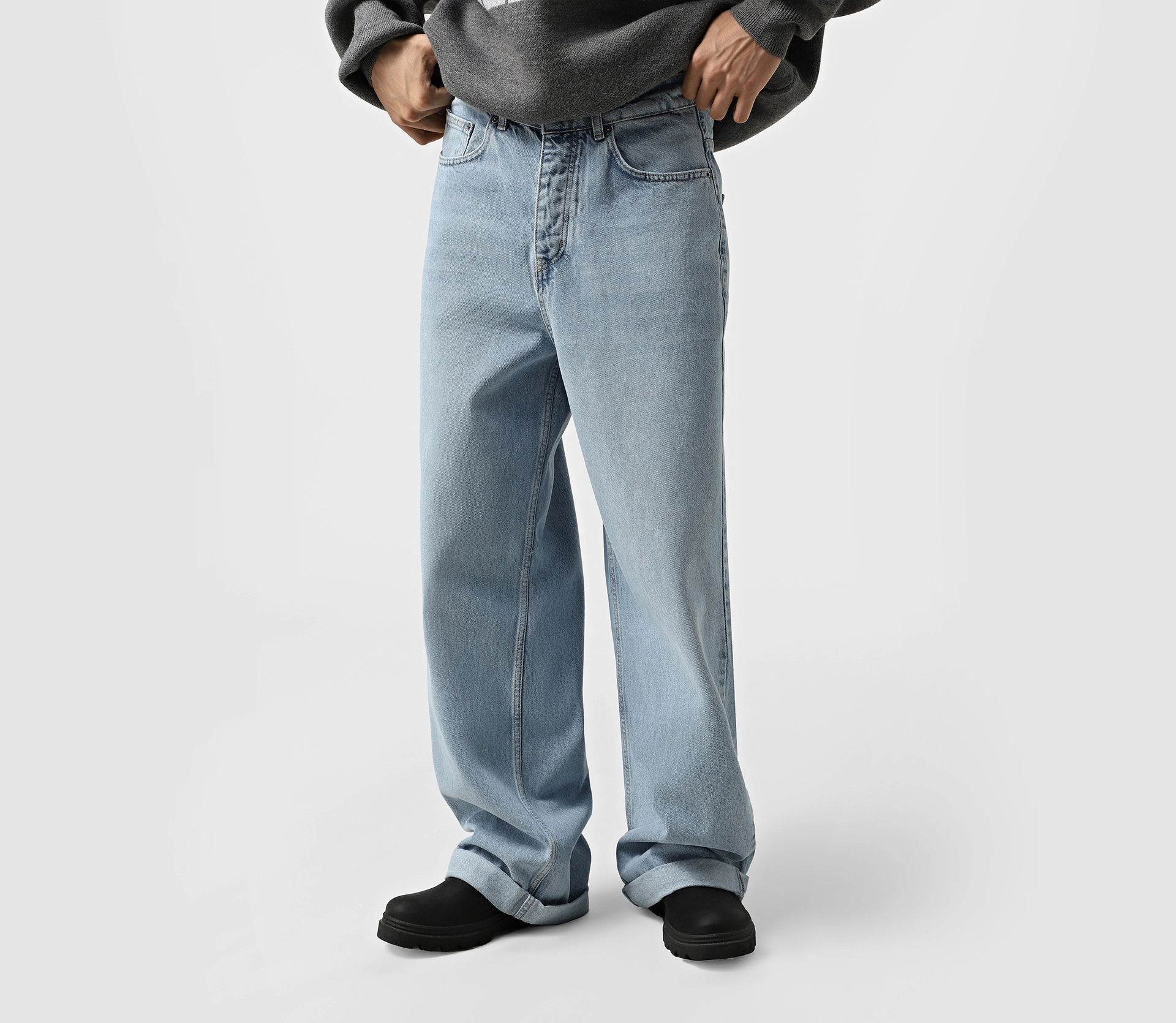 Джинси чоловічі з підворотом блакитний купити