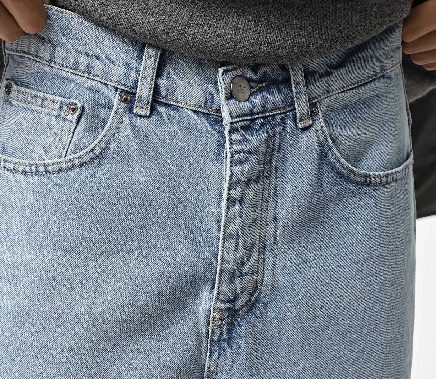 Джинси чоловічі з підворотом блакитний недорого