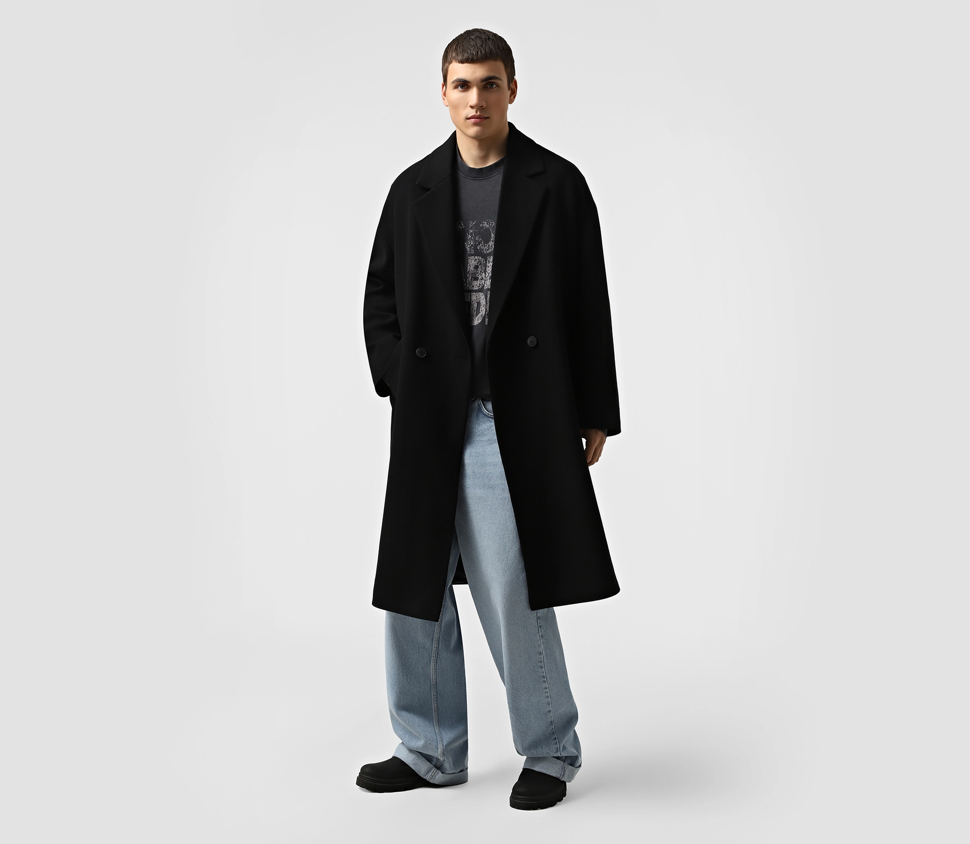 Пальто чоловіче двоборотне чорний в Україні