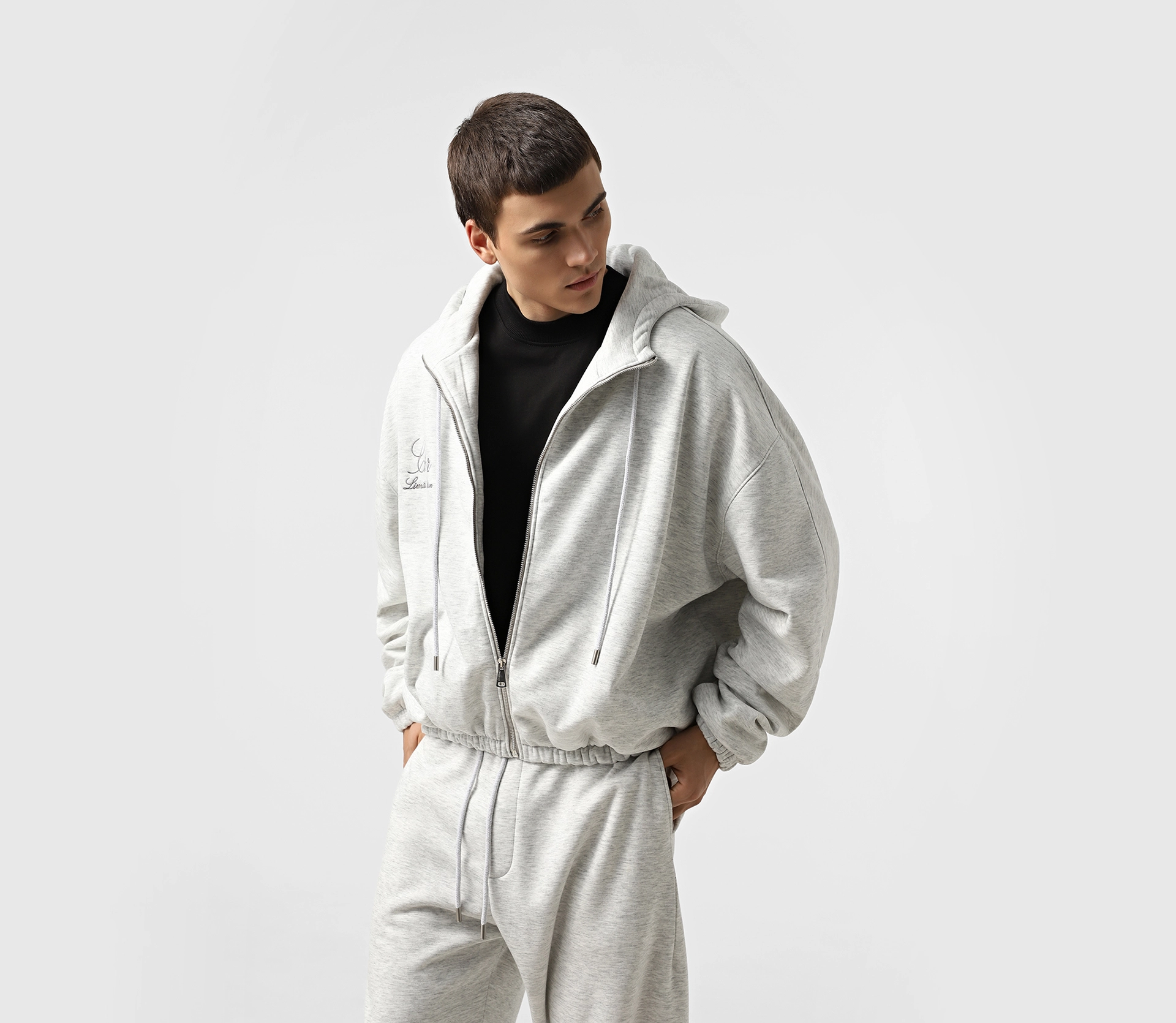 Худі чоловічий на блискавці сірий меланж - фото №3 Худі чоловічий на блискавці сірий меланж замовити