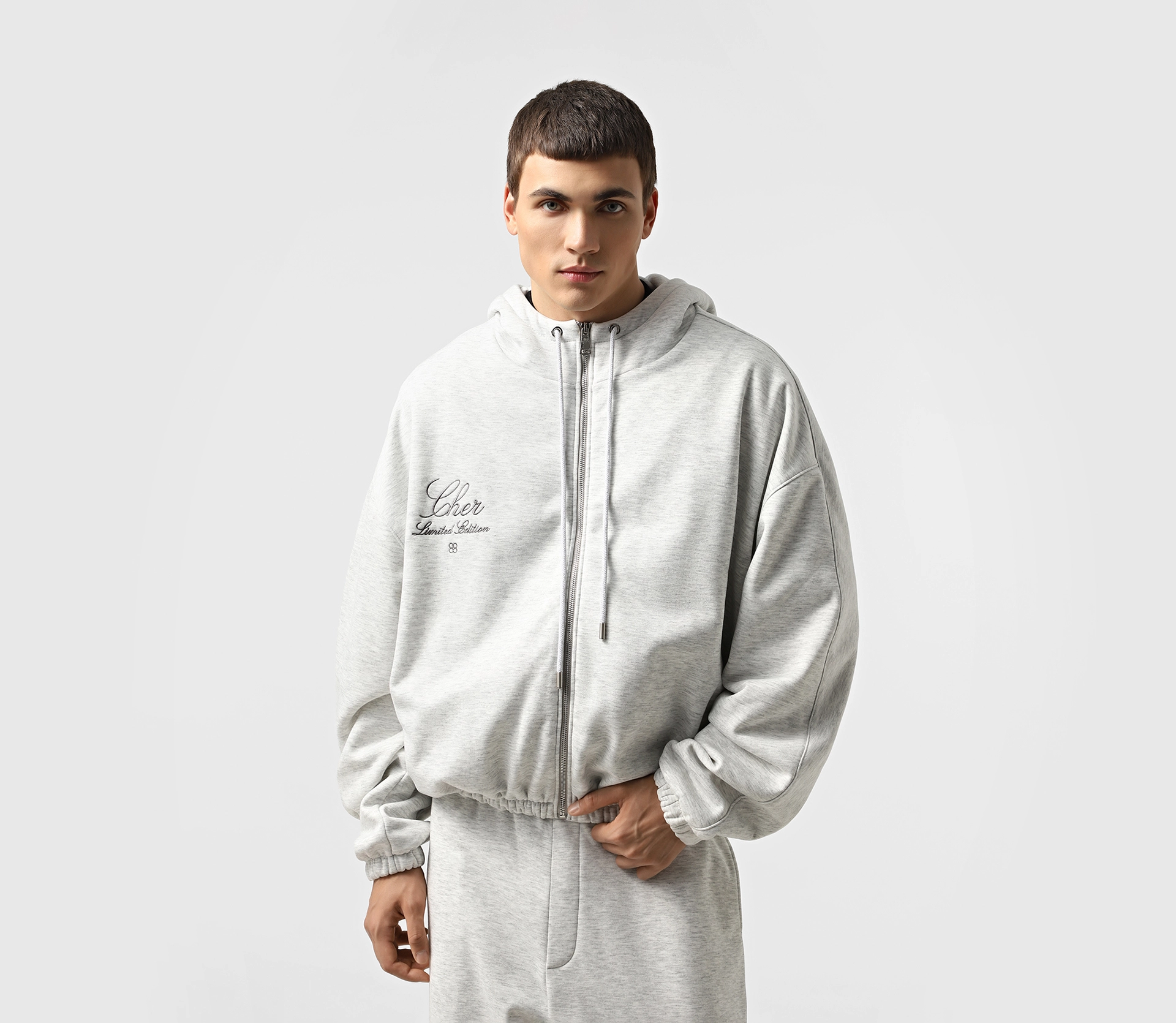 Худі чоловічий на блискавці сірий меланж - фото №5 Худі чоловічий на блискавці сірий меланж замовити