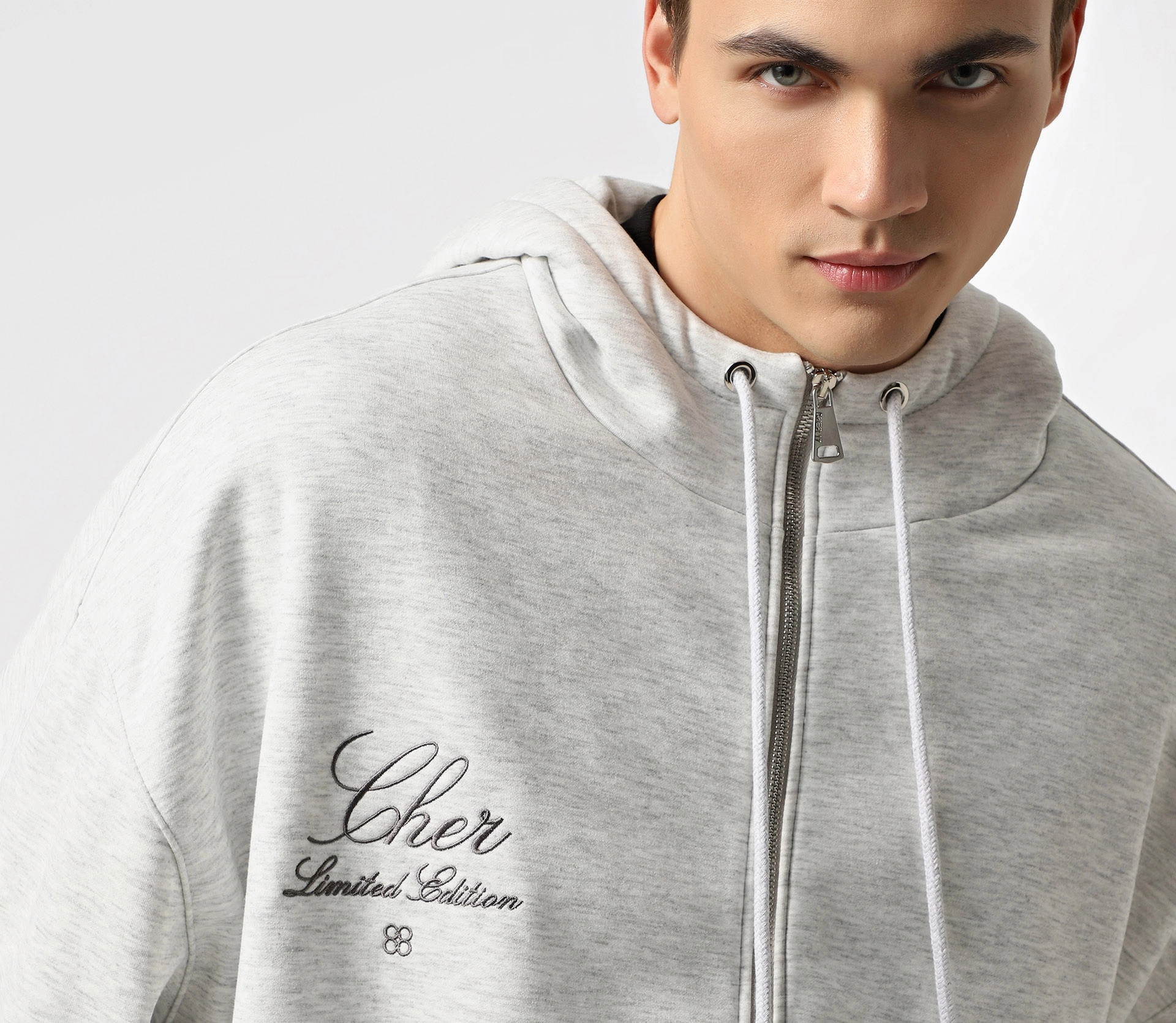 Худі чоловічий на блискавці сірий меланж - фото №4 Худі чоловічий на блискавці сірий меланж знижки