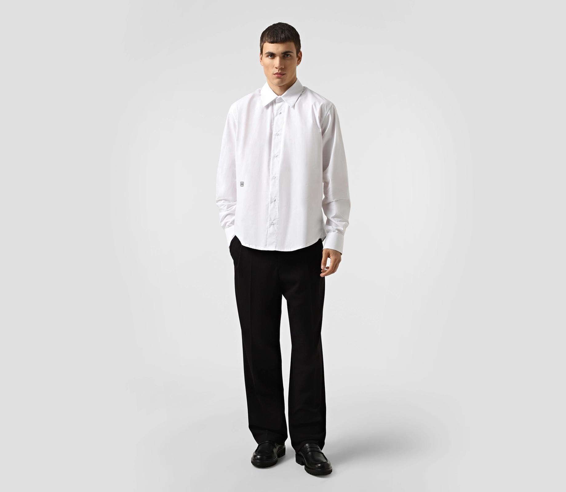 Сорочка чоловіча класична з лого білий cher17