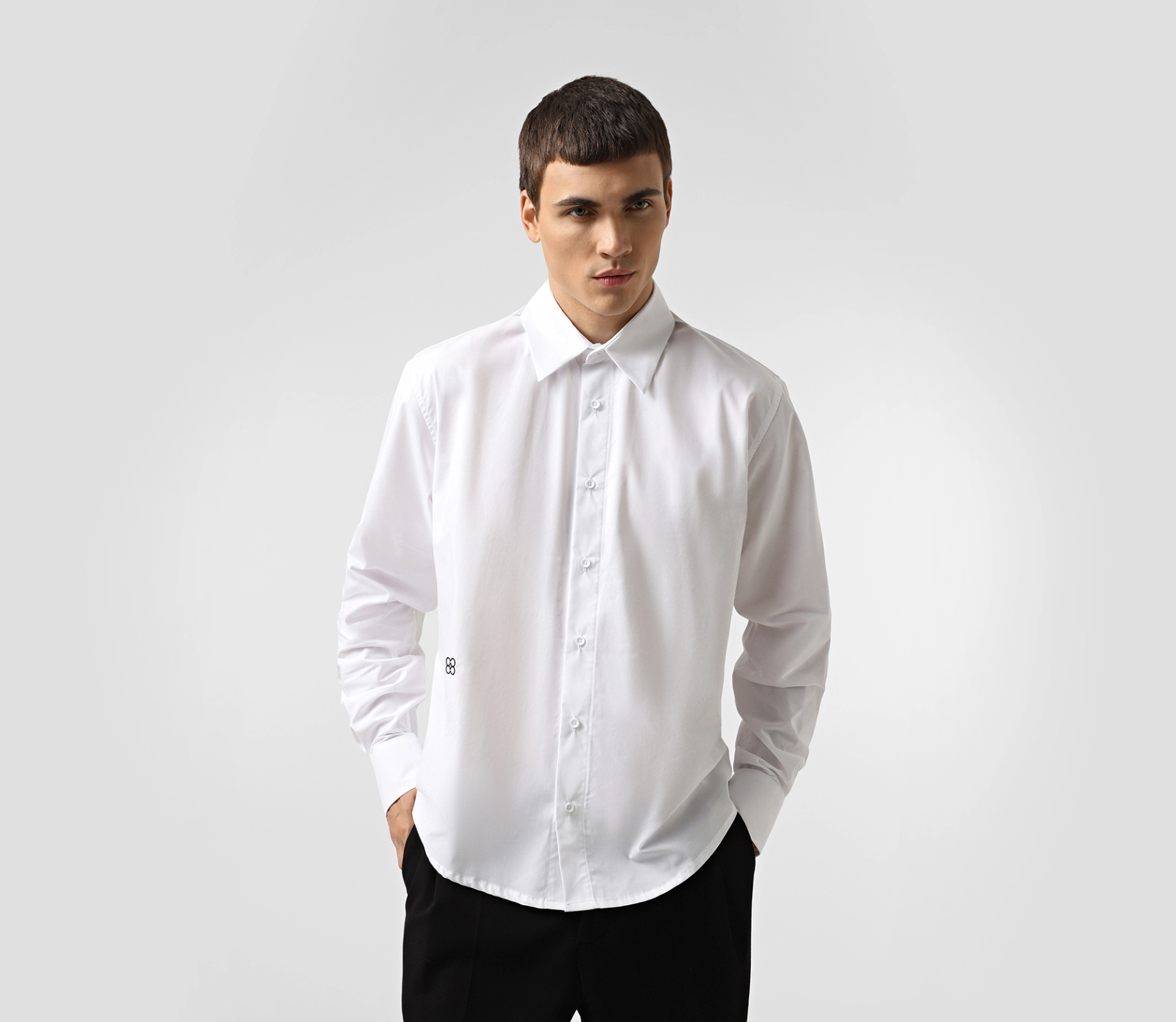 Сорочка чоловіча класична з лого білий в Україні