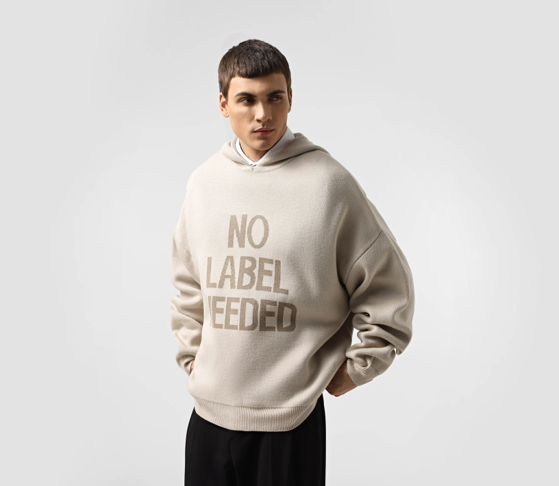 Худі в'язане чоловіче «NO LABEL NEEDED» бежевий замовити