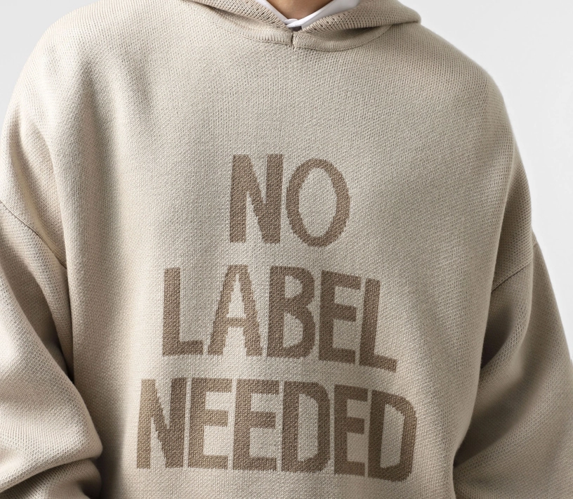 Худі в'язане чоловіче «NO LABEL NEEDED» бежевий купити
