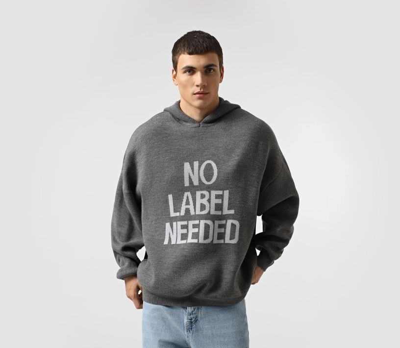 Худі в'язане чоловіче «NO LABEL NEEDED» сірий купити