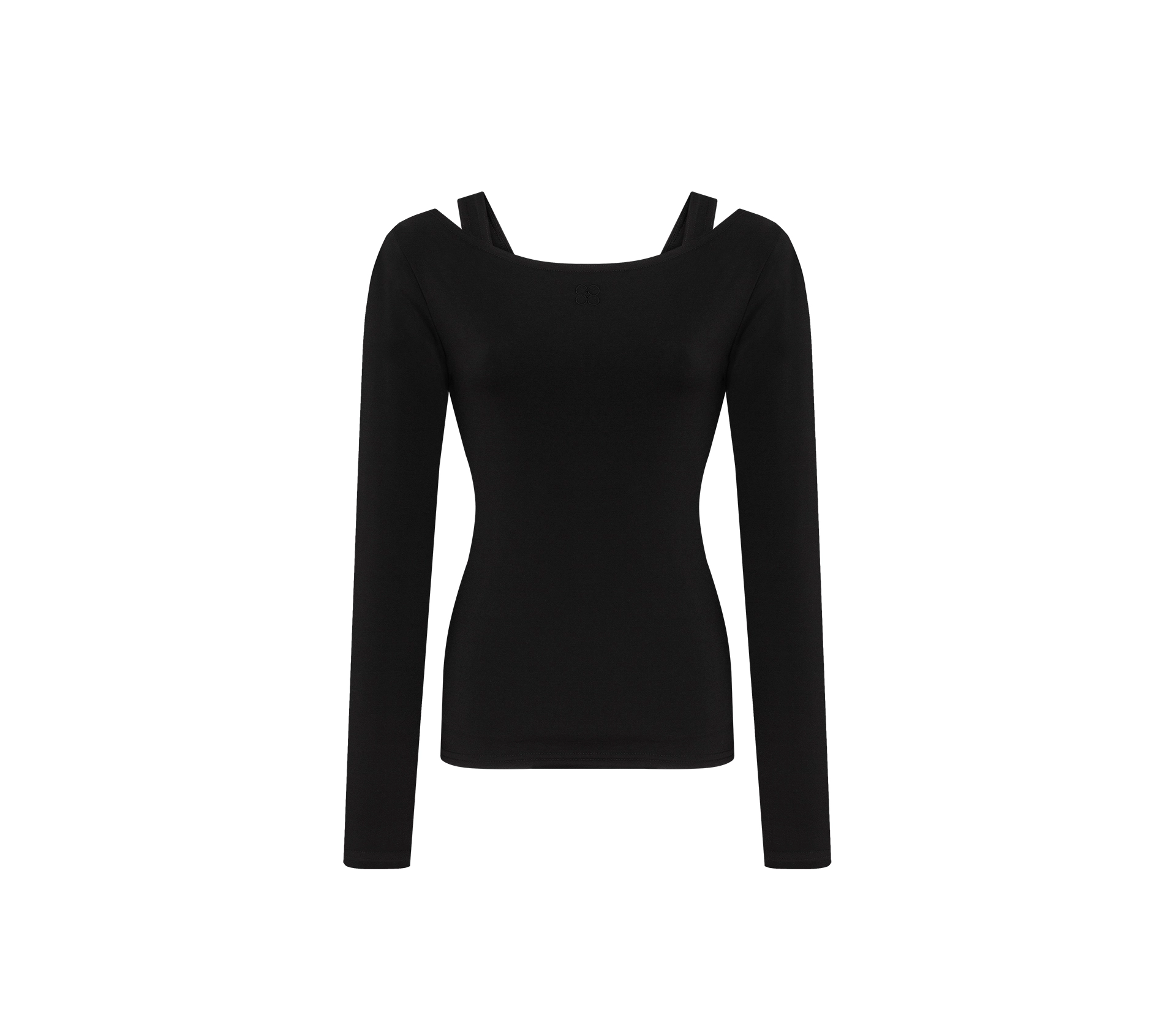 Лонгслів двошаровий з вишитим лого чорний акції