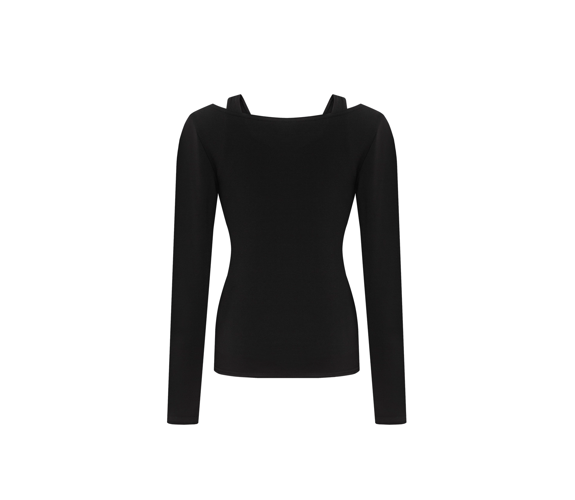 Лонгслів двошаровий з вишитим лого чорний замовити