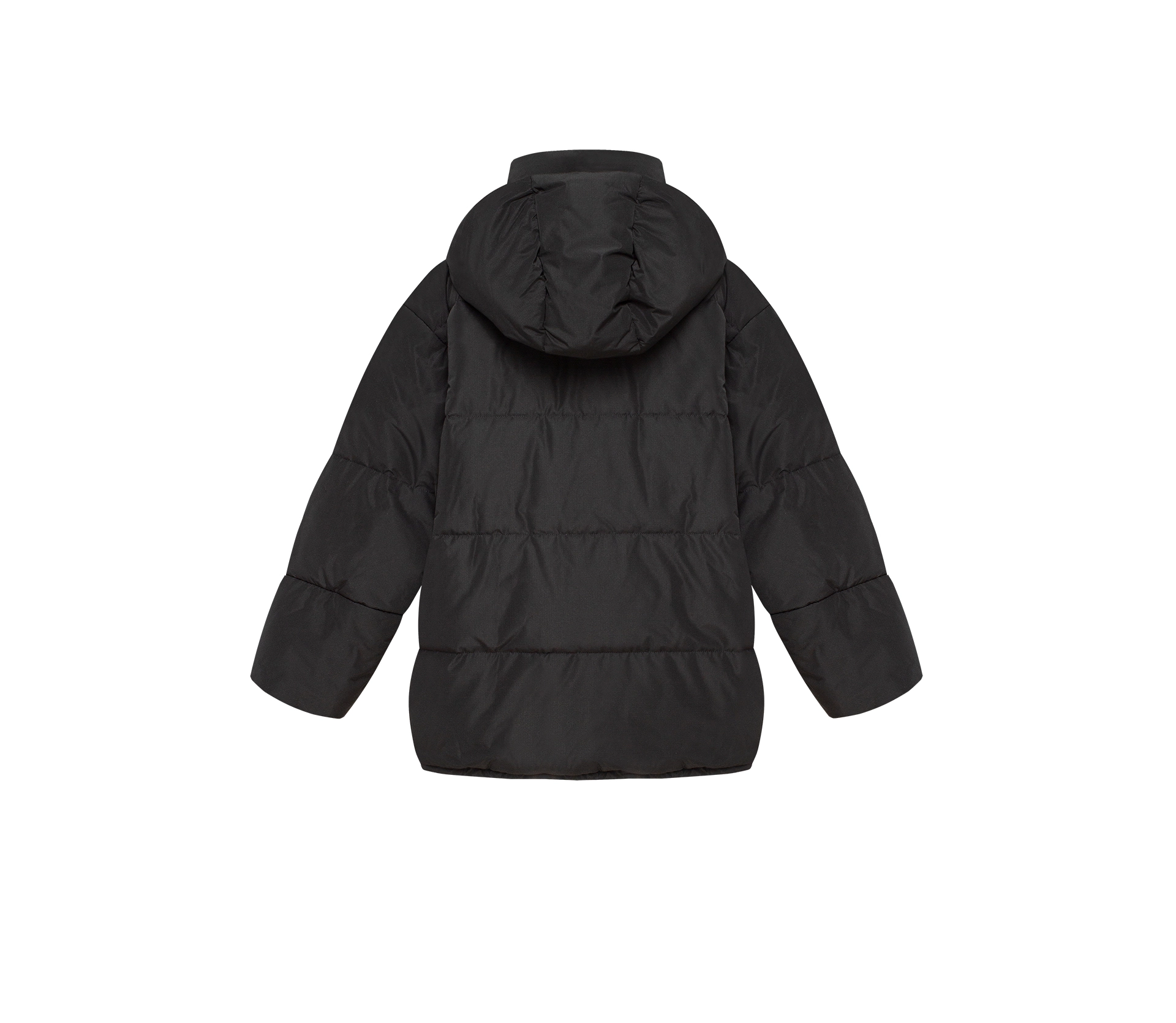 Пуховик обʼємний з капюшоном чорний в Україні