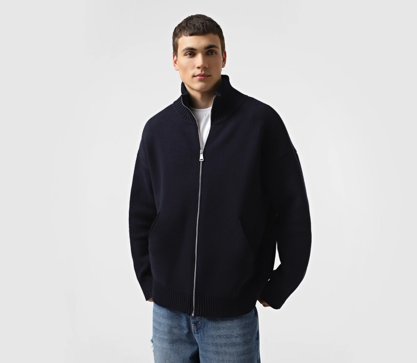 Светр чоловічий на блискавці синій акції