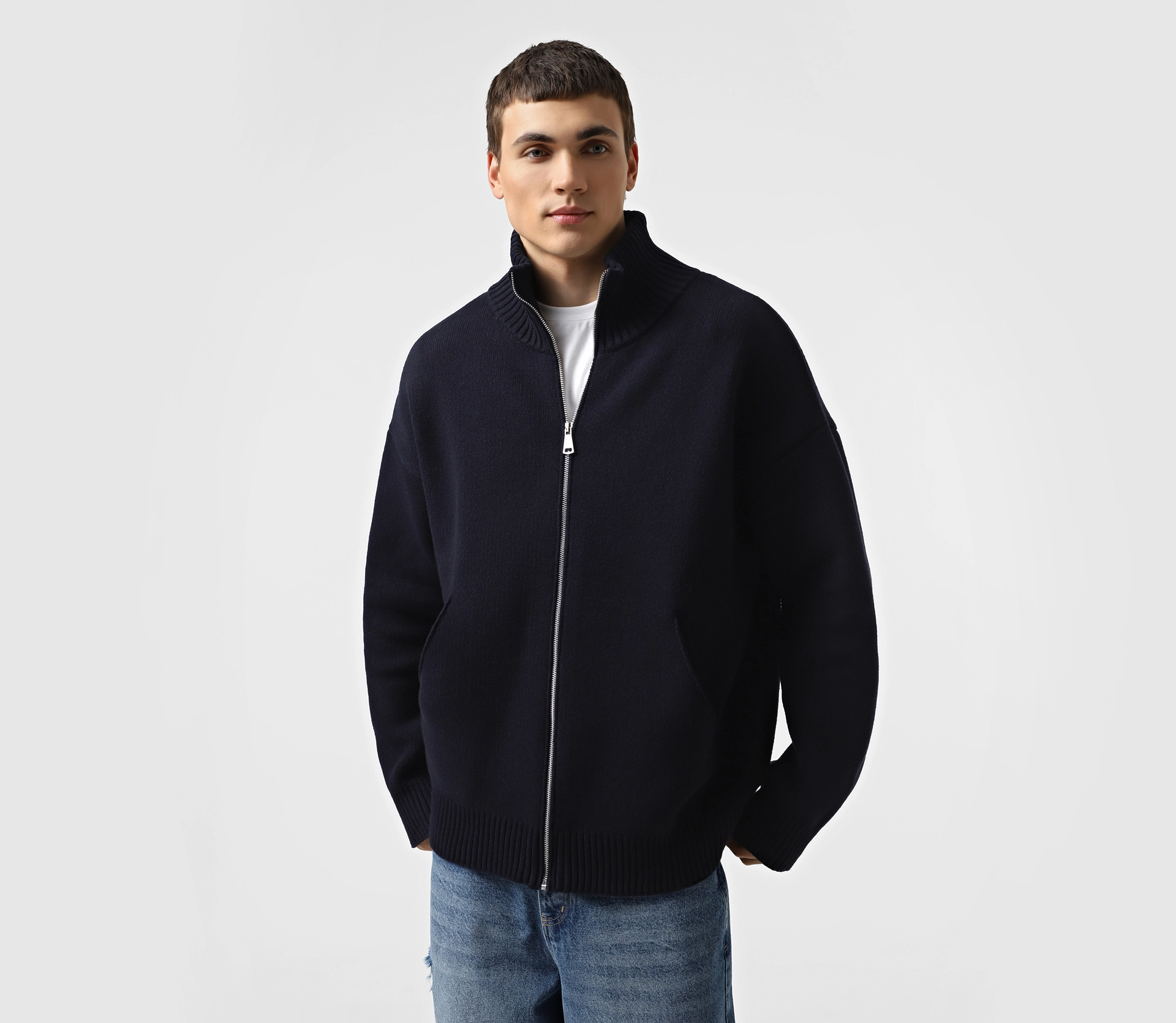 Светр чоловічий на блискавці синій - фото №3 Светр чоловічий на блискавці синій cher17