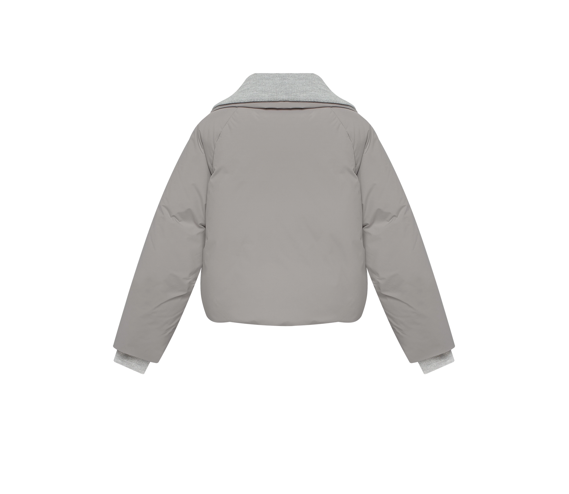 Пуховик вкорочений з довʼязом світло-сірий недорого