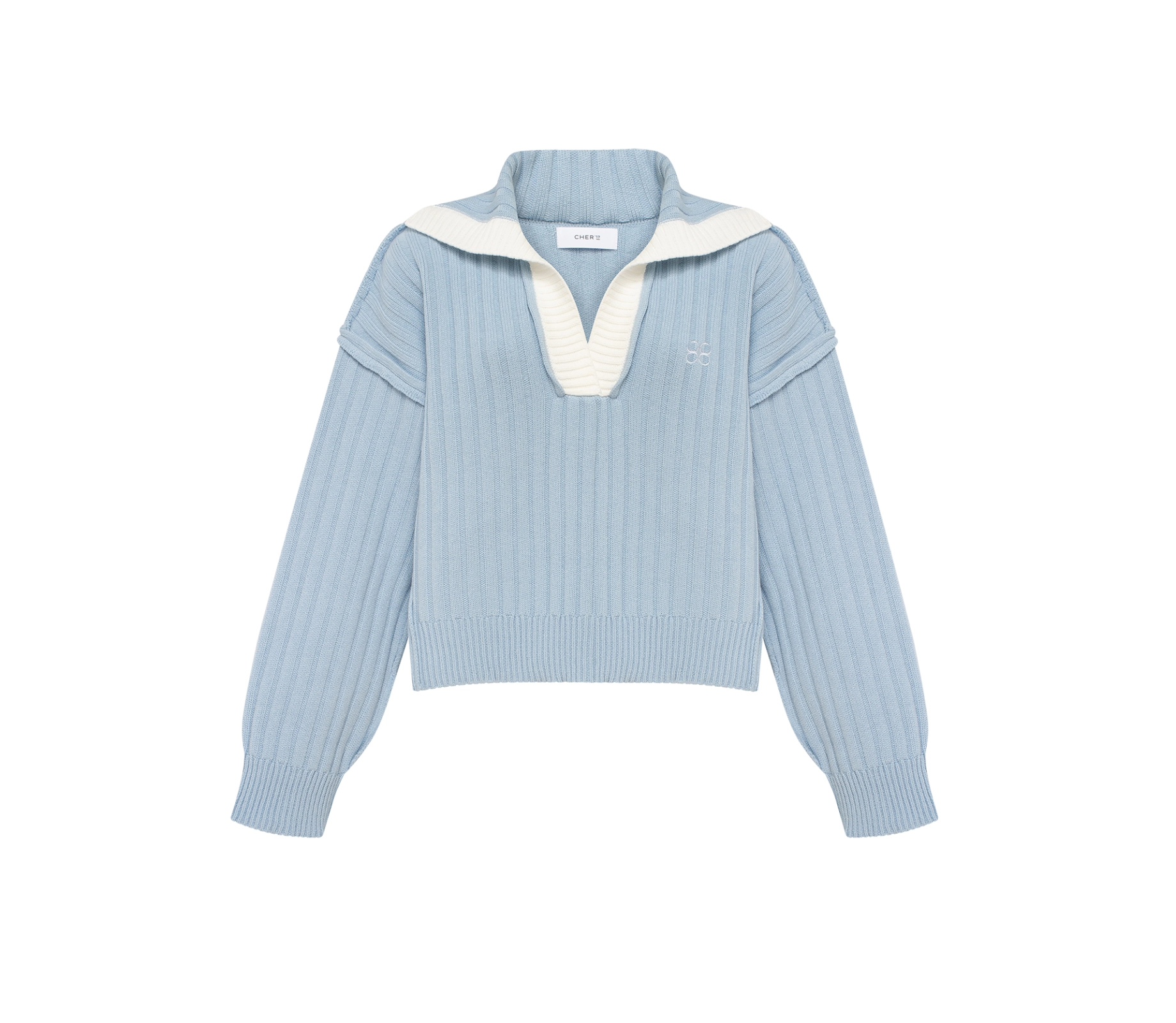 Джемпер с контрастним кантом та лого блакитний в інтернет-магазині