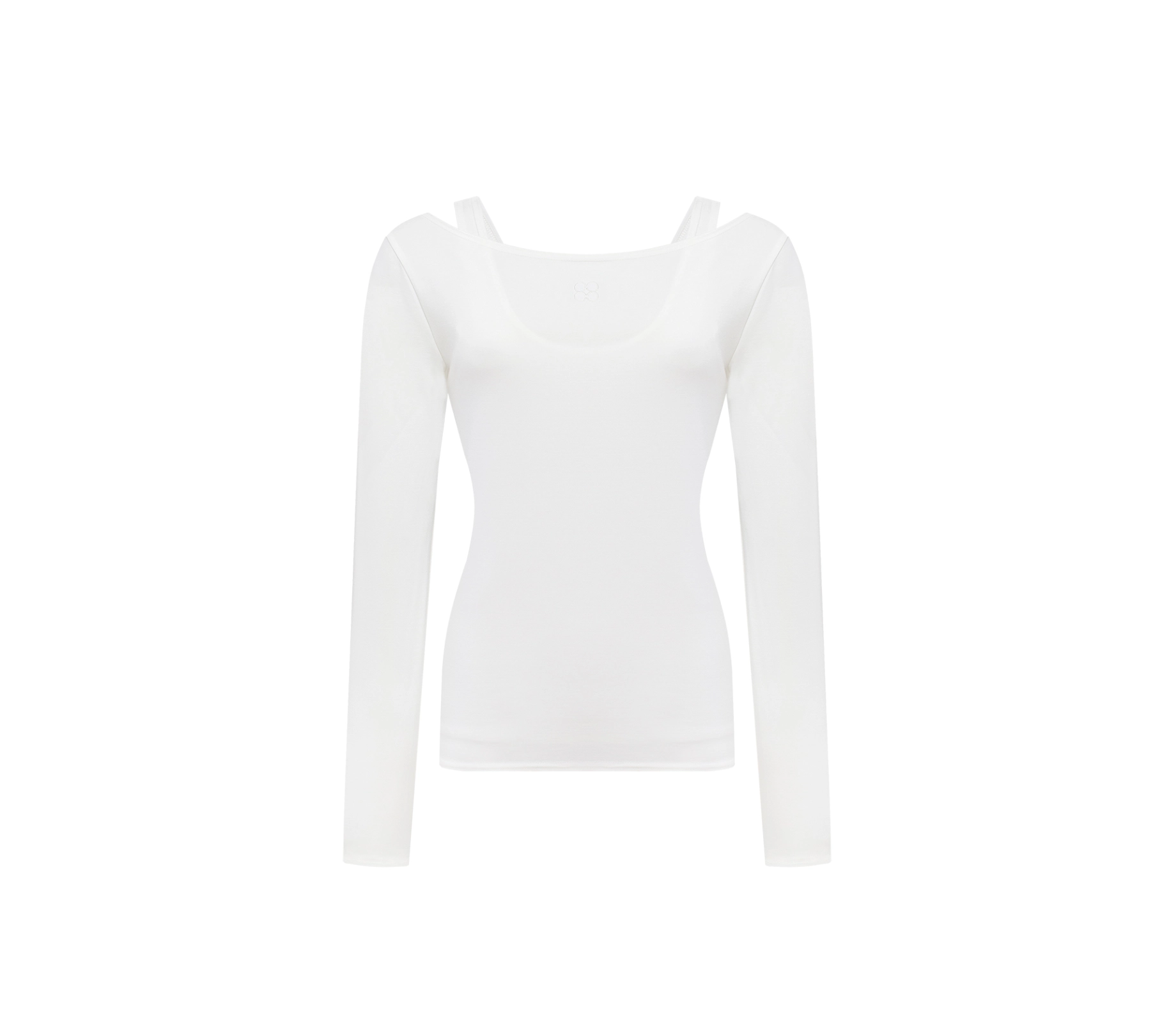 Лонгслів двошаровий з вишитим лого молочний знижки