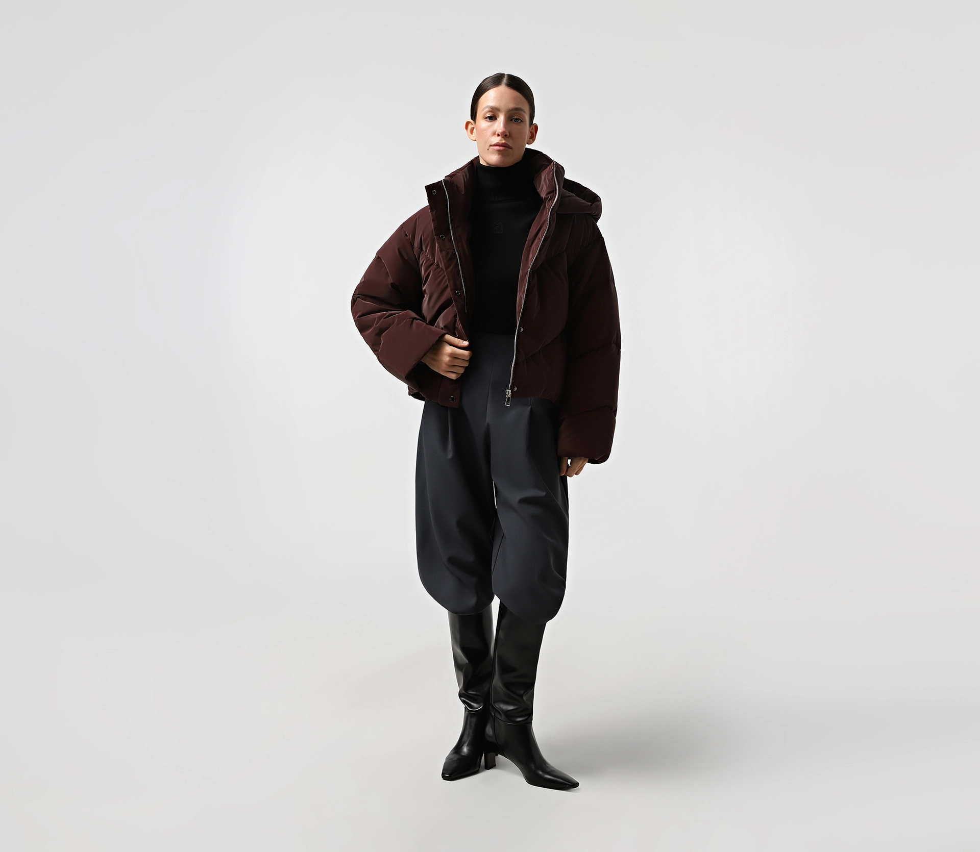 Пуховик вкорочений бургунді знижки